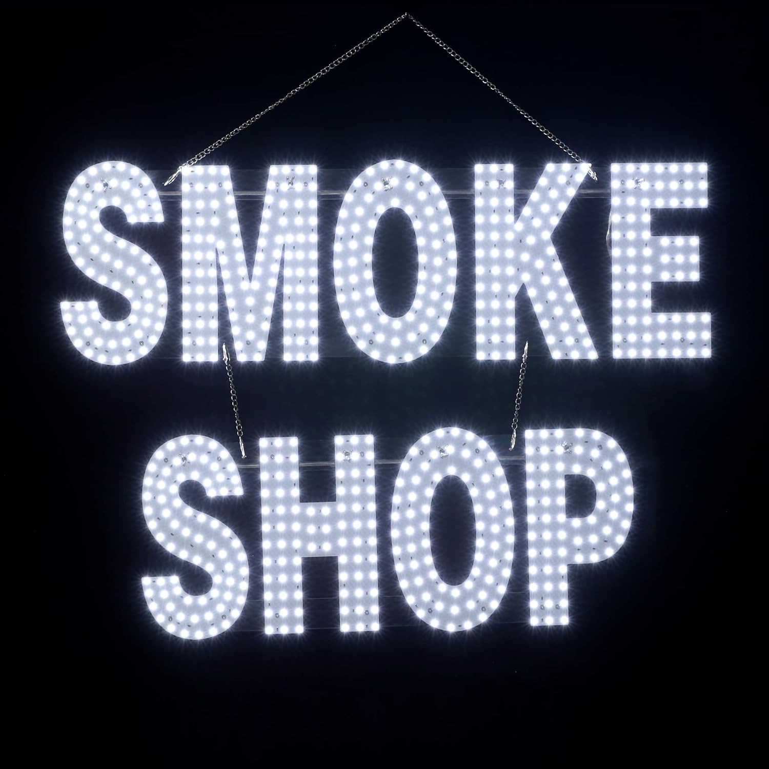 30″x20″ LED Smoke Shop Sign – Bright White, High Visibility for Retail Display