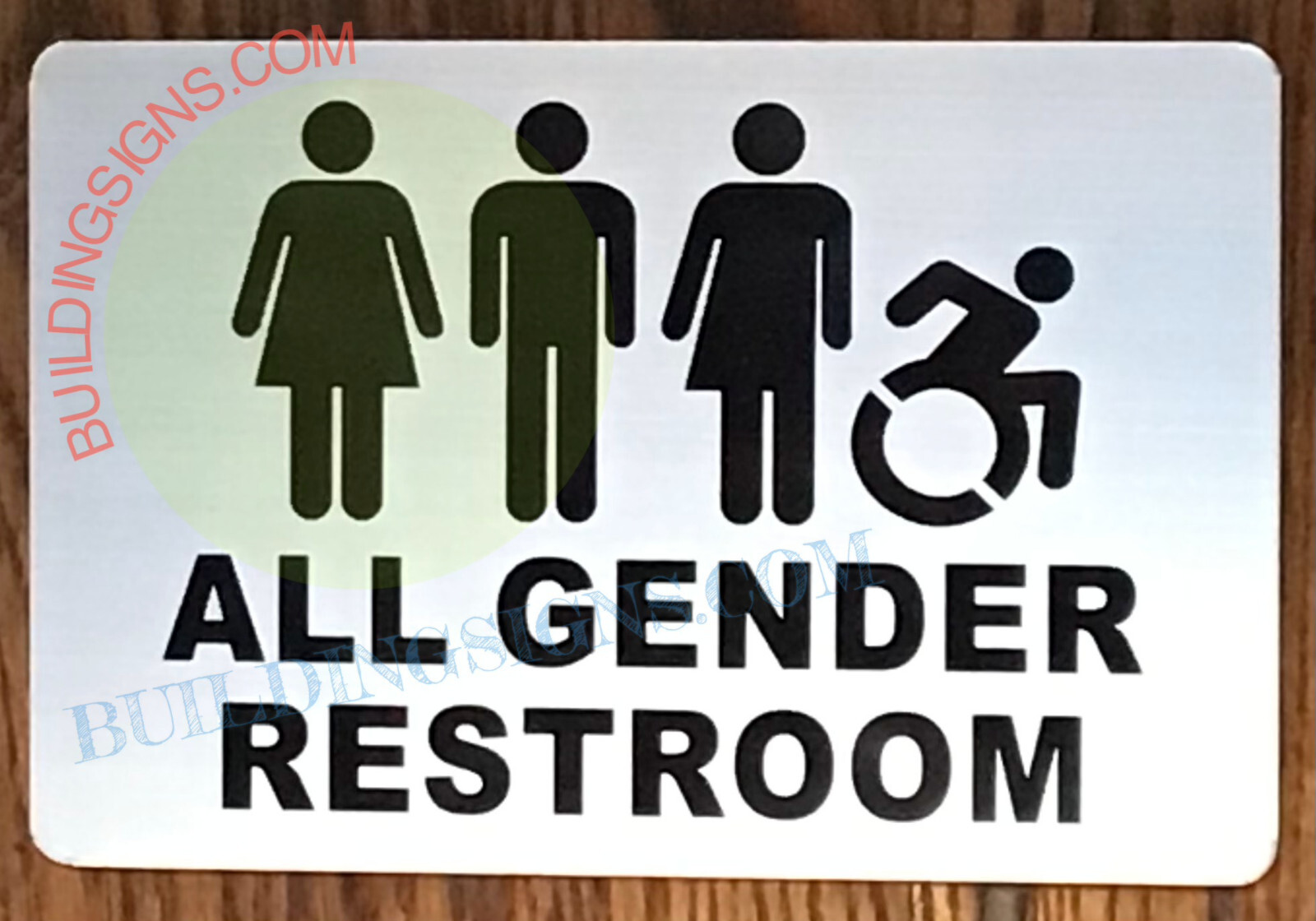 ALL GENDER RESTROOM SIGN (6X9, SILVER, ALUMINUM)