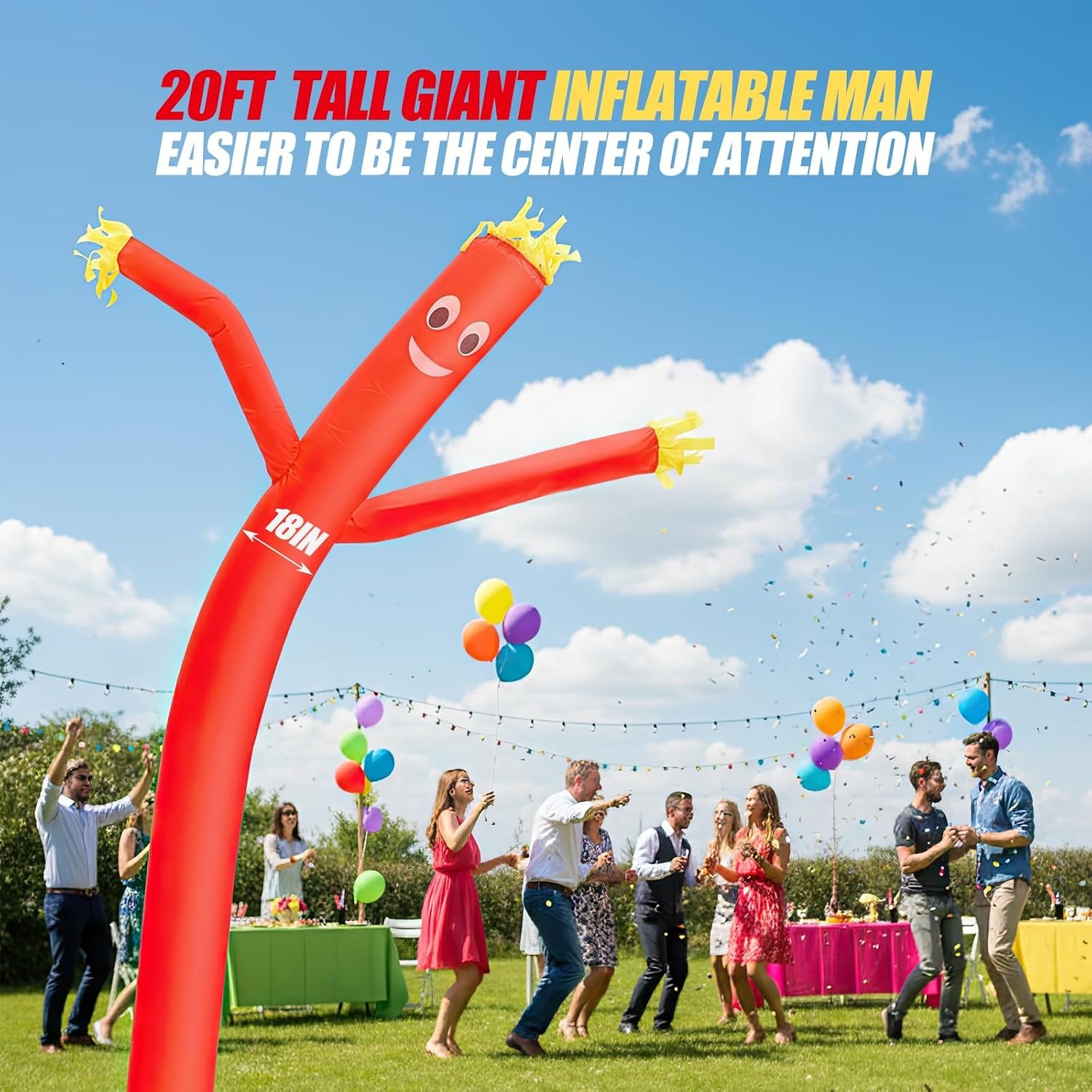 20ft Red Air Tube Dancer Inflatable Waving Tube Man – Eye-Catching Replacement W