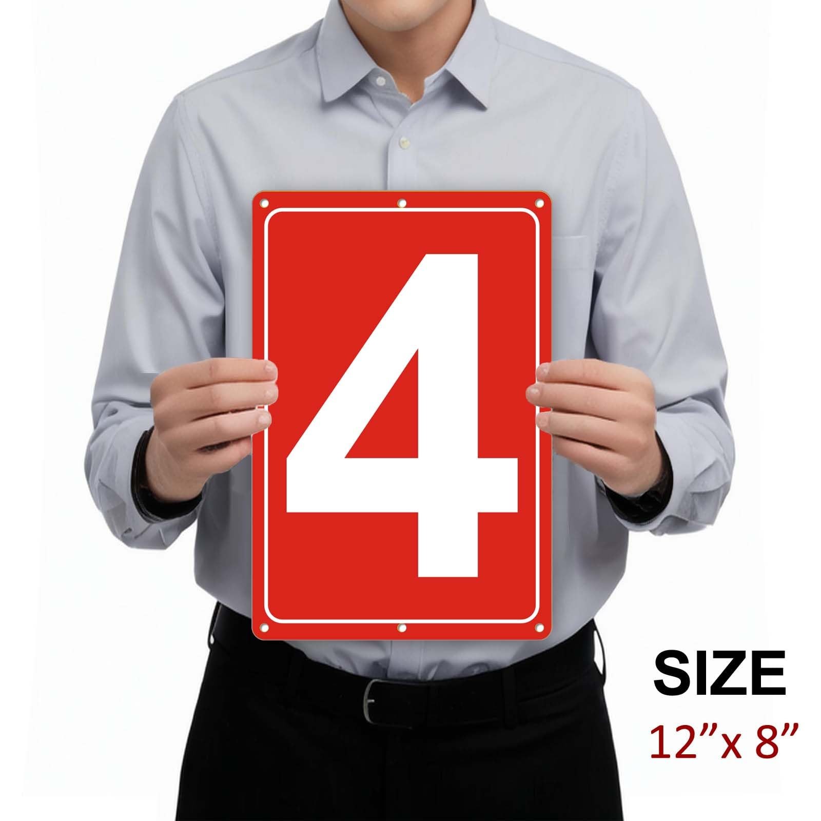 Metal Number Sign 4 Aluminum Weatherproof Tennis Court Parking 12×8 In