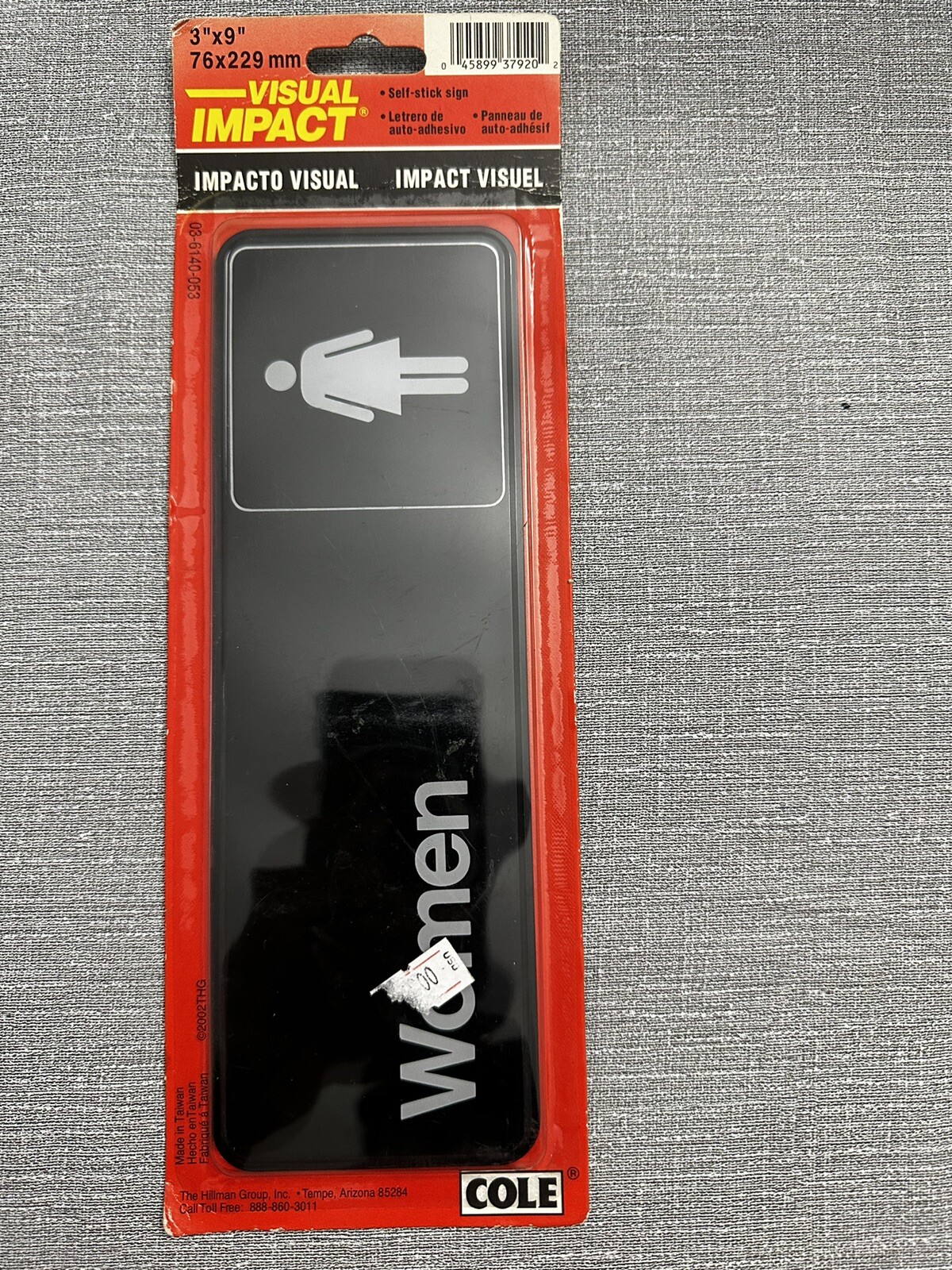 Impact visual , 3″x9″ Plastic Self Adhesive Women Restroom Bathroom Sign, Black