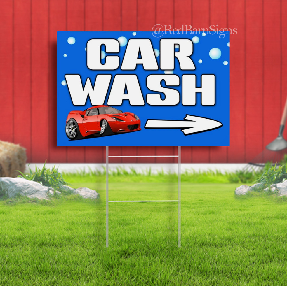 CAR WASH Arrow Indoor Outdoor Yard Sign with metal stakes