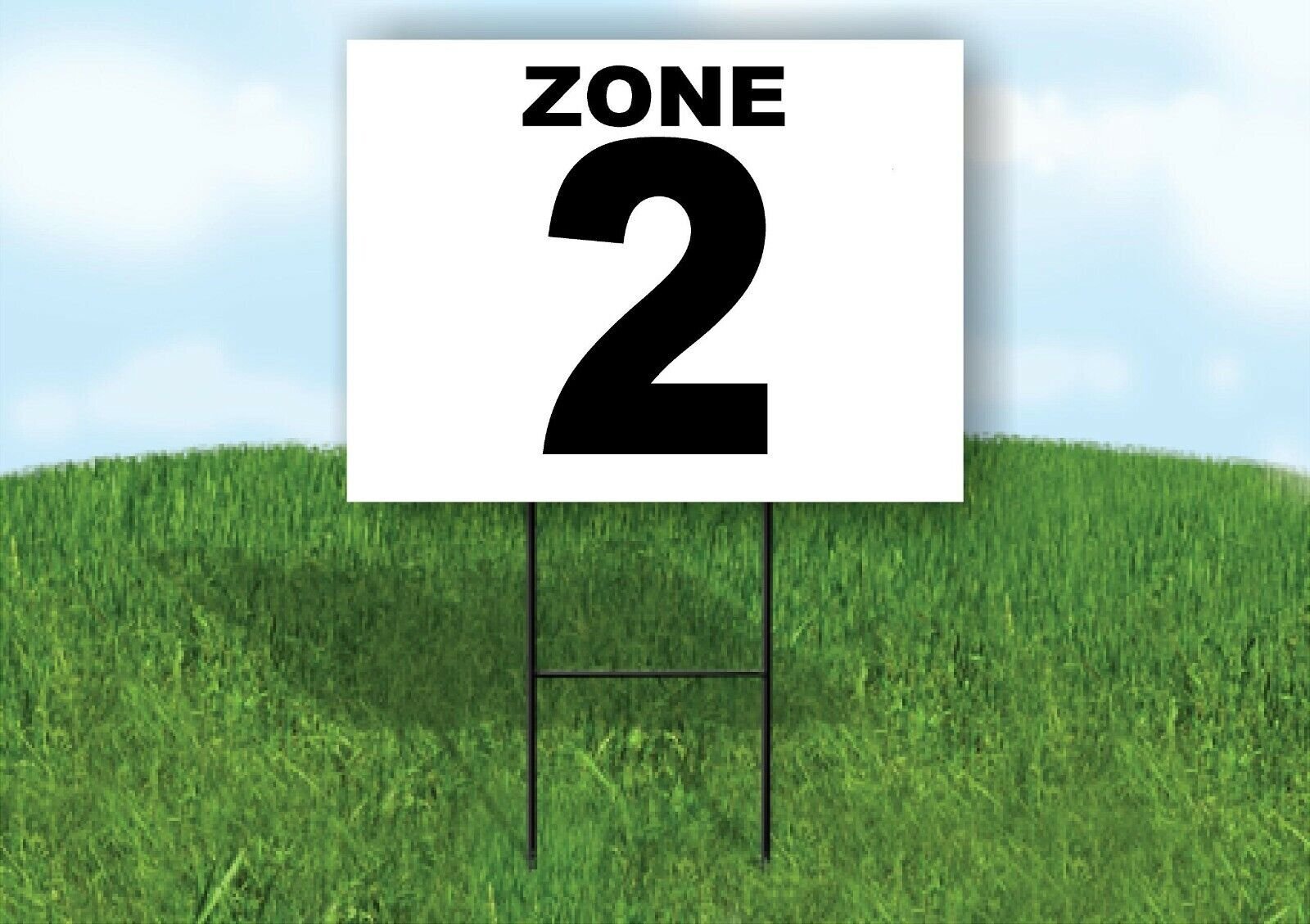 ZONE 2 BLACK WHITE Yard Sign with Stand LAWN SIGN