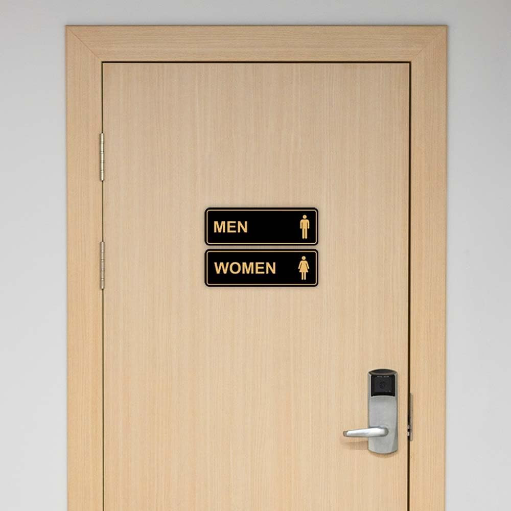 Standard Men Women Restroom Sign – Brushed Gold – Large 1 Set (2 pcs)