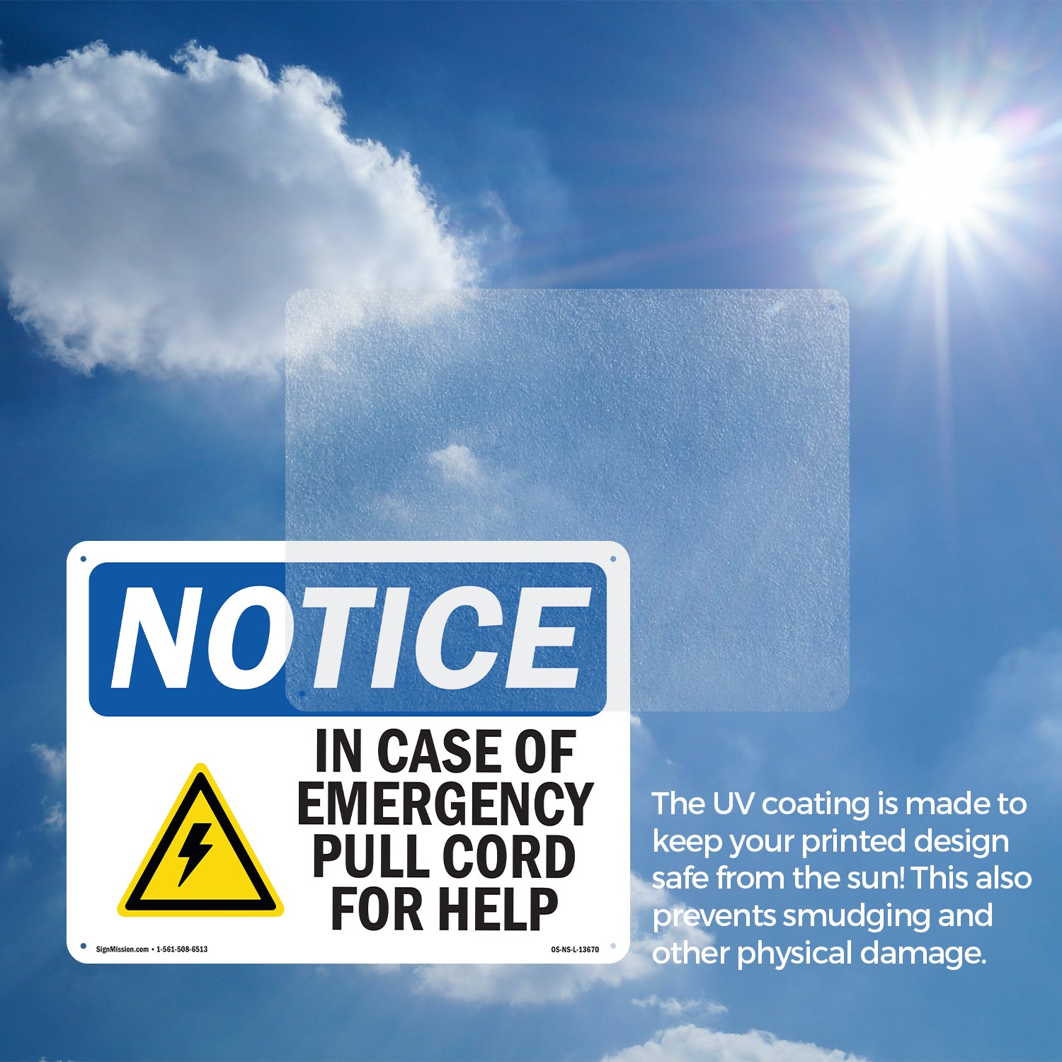 In Case Of Emergency Pull Cord OSHA Notice Sign Metal,, Decal 5 or 10 Pack