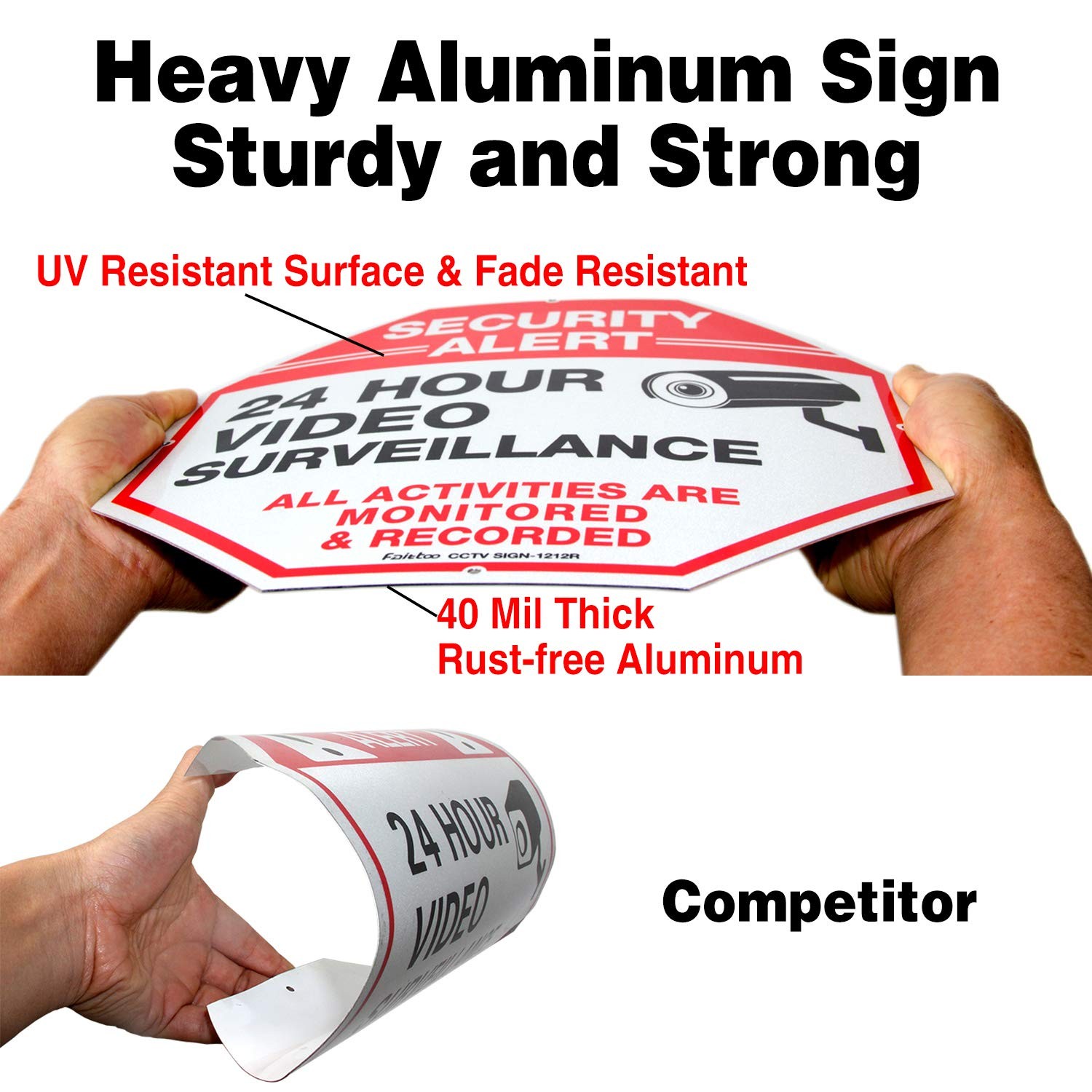 Video Surveillance Signs (2 Pack) 12 x 12 Rust Free .040 Aluminum Security Wa…