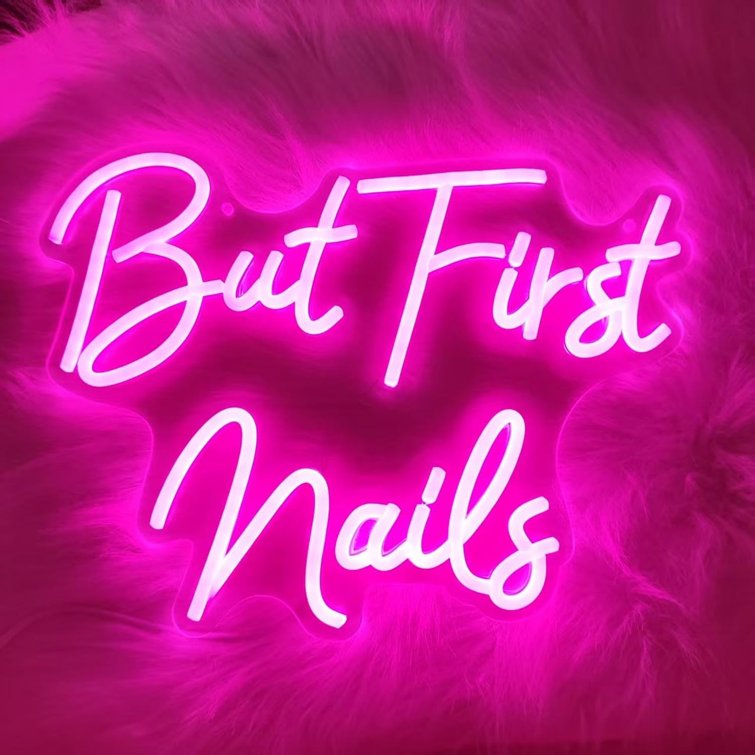 But First Nails Neon Sign, Pink LED Wall Decor for Salon | LED Beauty Room Sa…