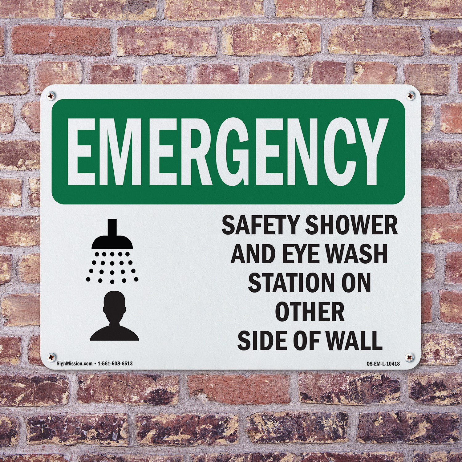 Safety Shower And Eye Wash Station With Symbol OSHA Emergency Sign 5/10 Pack