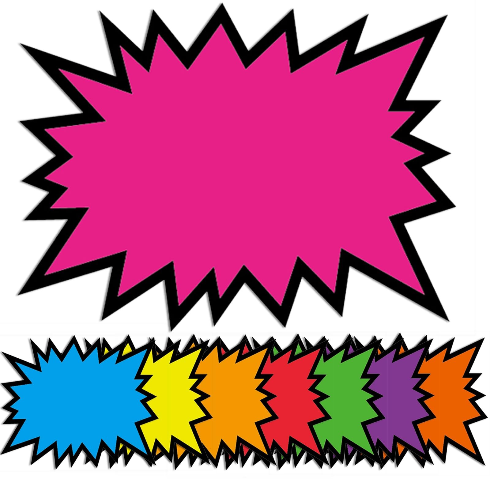 5.5x7Inch 80Pieces Fluorescent Neon Signs,Burst Star cutouts Signs for Retail,Ga