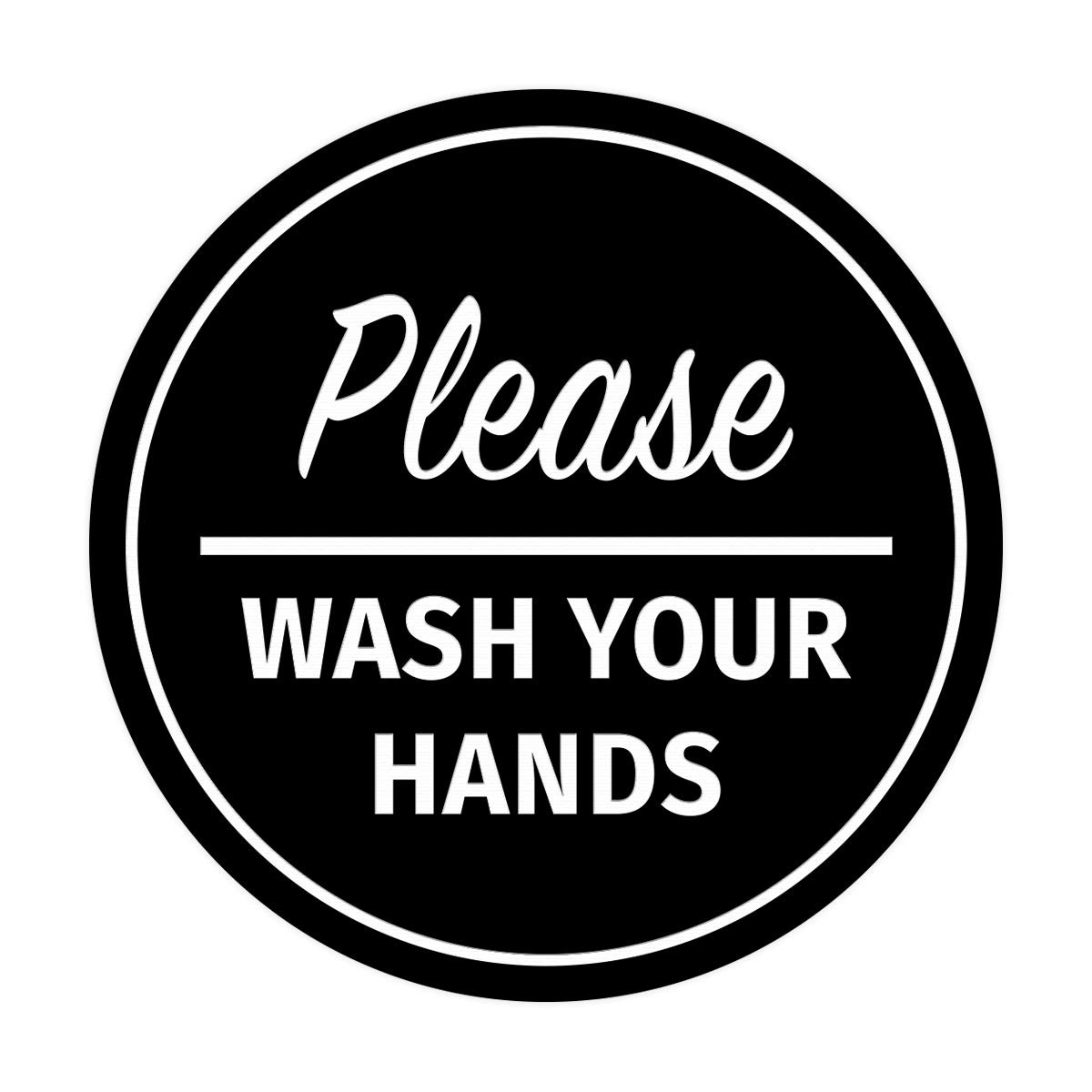 Circle Please Wash Your Hands Sign (Black) – Small 1 Pack