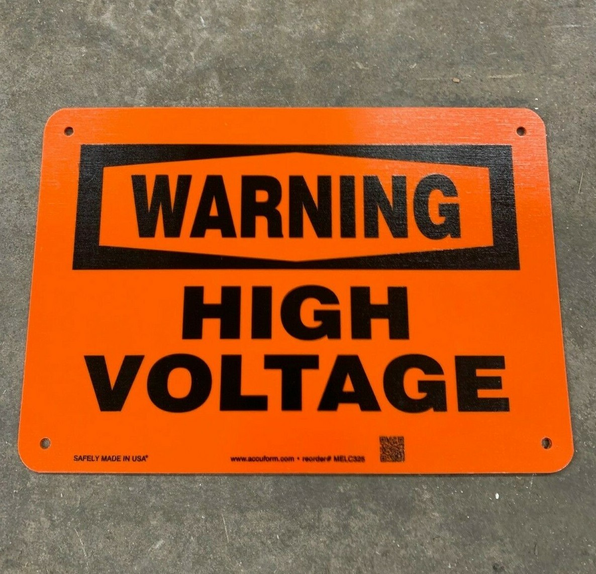 Warning High Voltage Sign! 7″ x 10″, Orange Thick Plastic Construction Industry