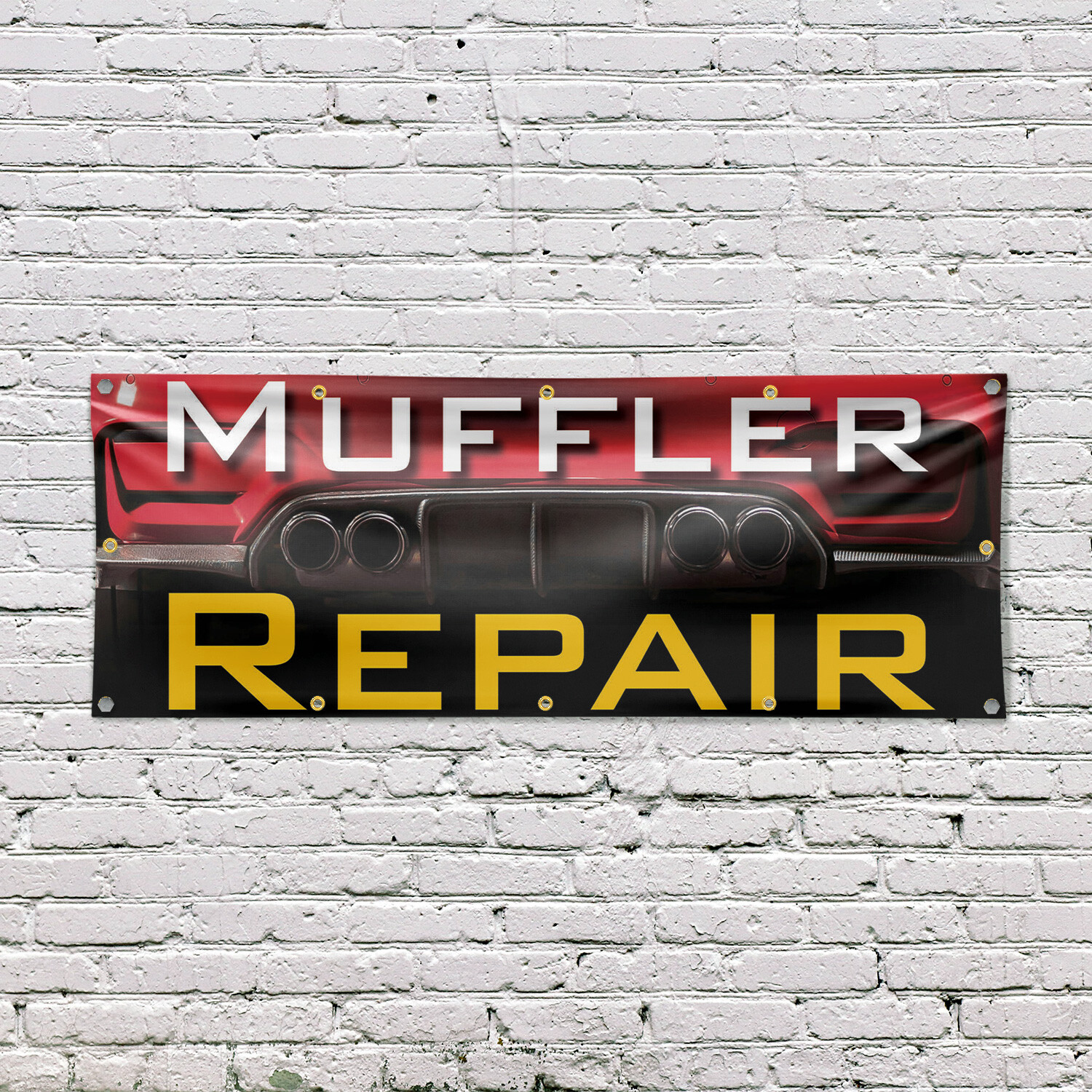 Muffler Repair Vinyl Banner Sign with Metal Grommets Heavy-Duty Single-Sided