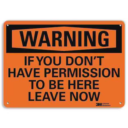 LYLE U6-1127-RA_14X10 Admittance Sign, Black/Orange, 10 in. H, U6-1127-RA_14X10