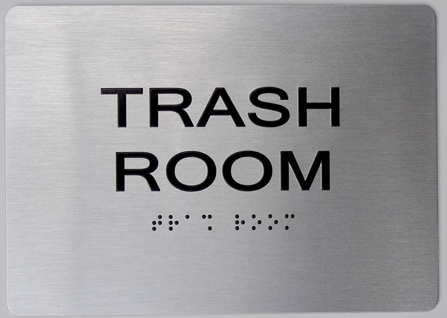 Trash Room Sign – (Aluminum, Brush Silver, Size 5X7) The Sensation..-REF24-1027