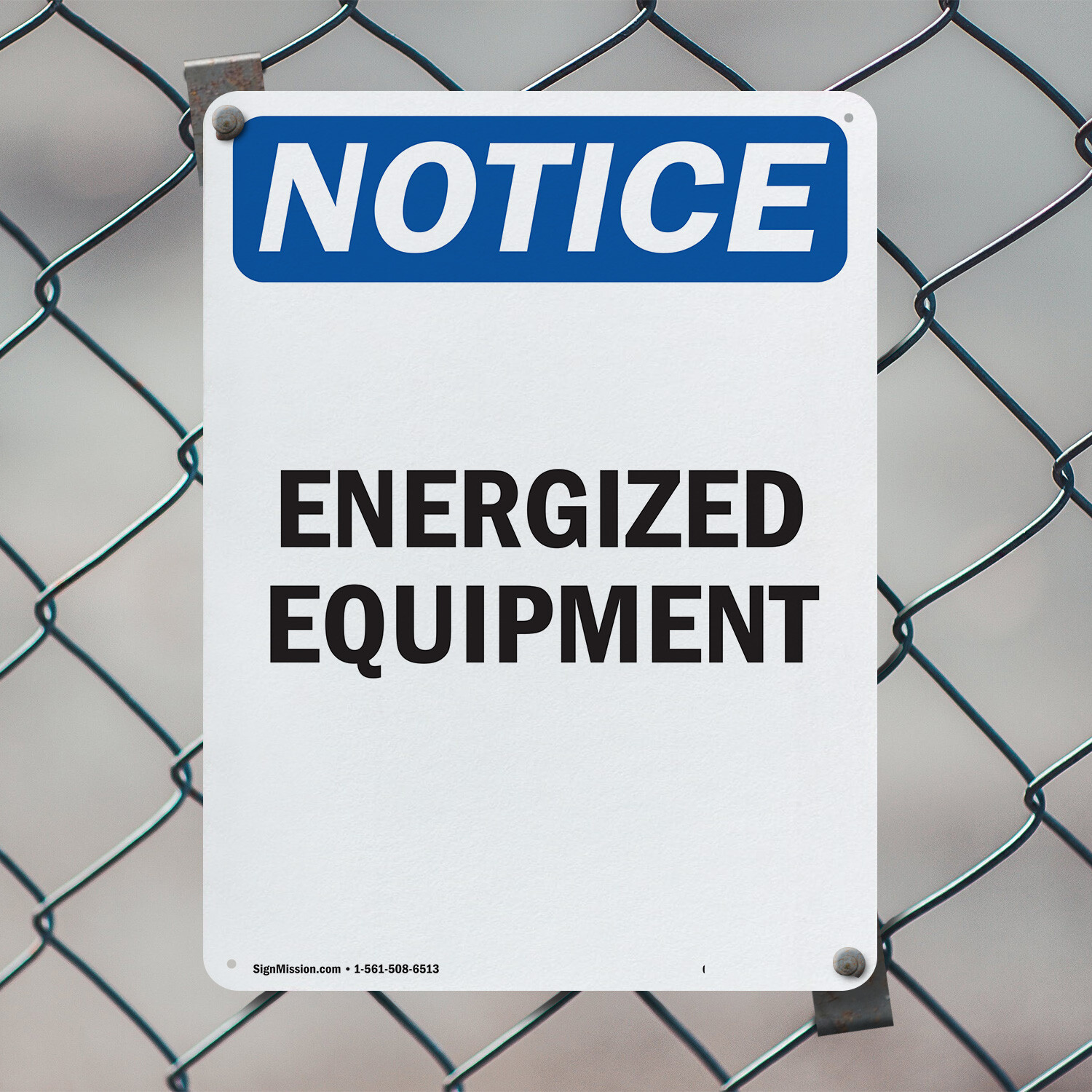 (2 Pack) Energized Equipment OSHA Notice Sign Decal Metal Plastic