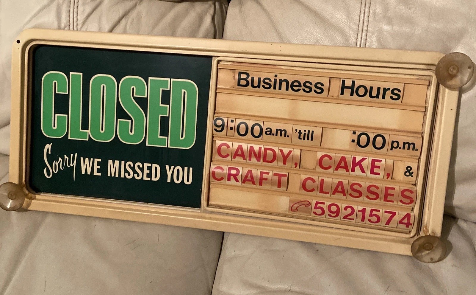 Vintage Open Closed Sliding Business Hours Storefront Sign Frame Letters