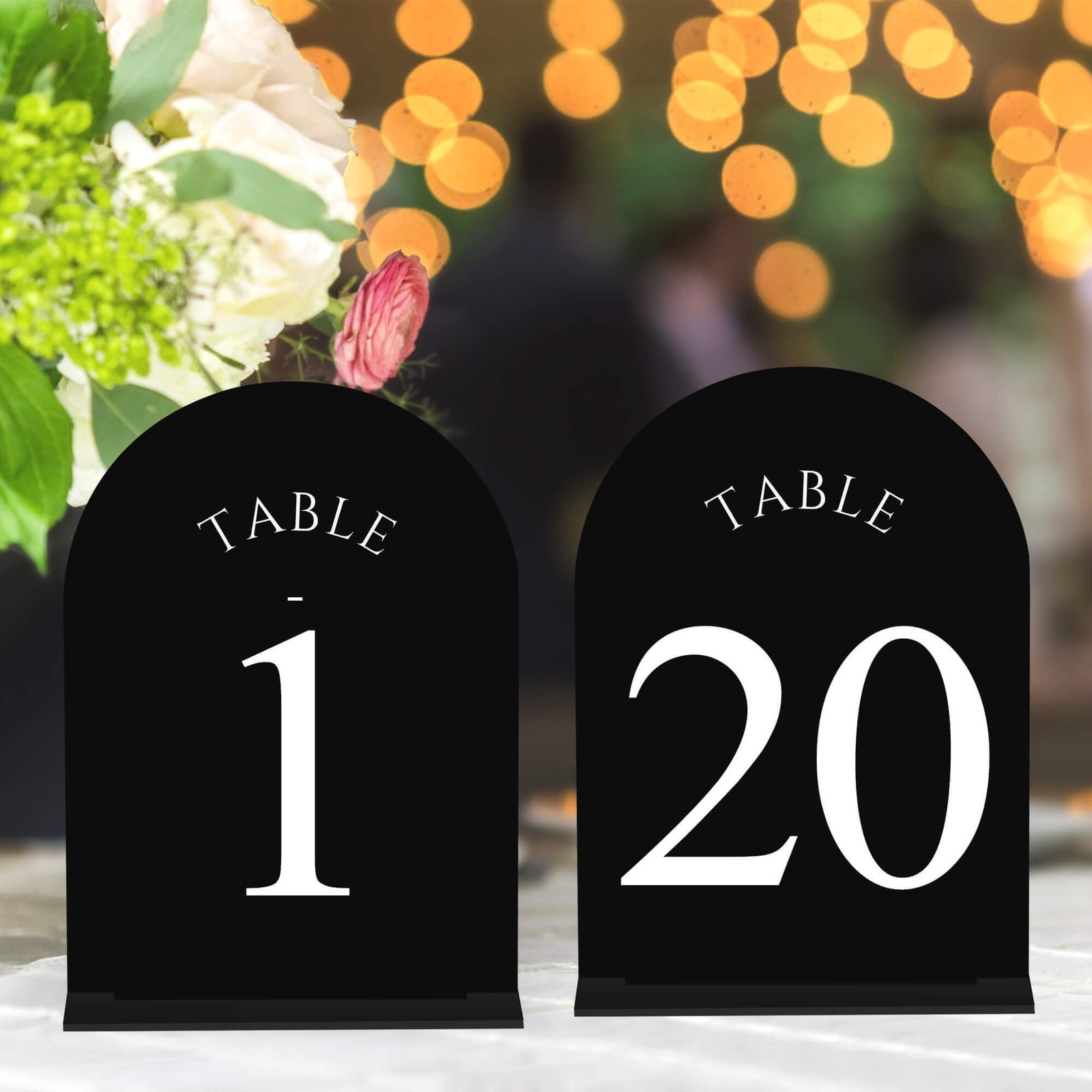 120 Black White Arch Acrylic Table Numbers With Stand Event Decor 5×7 Inch