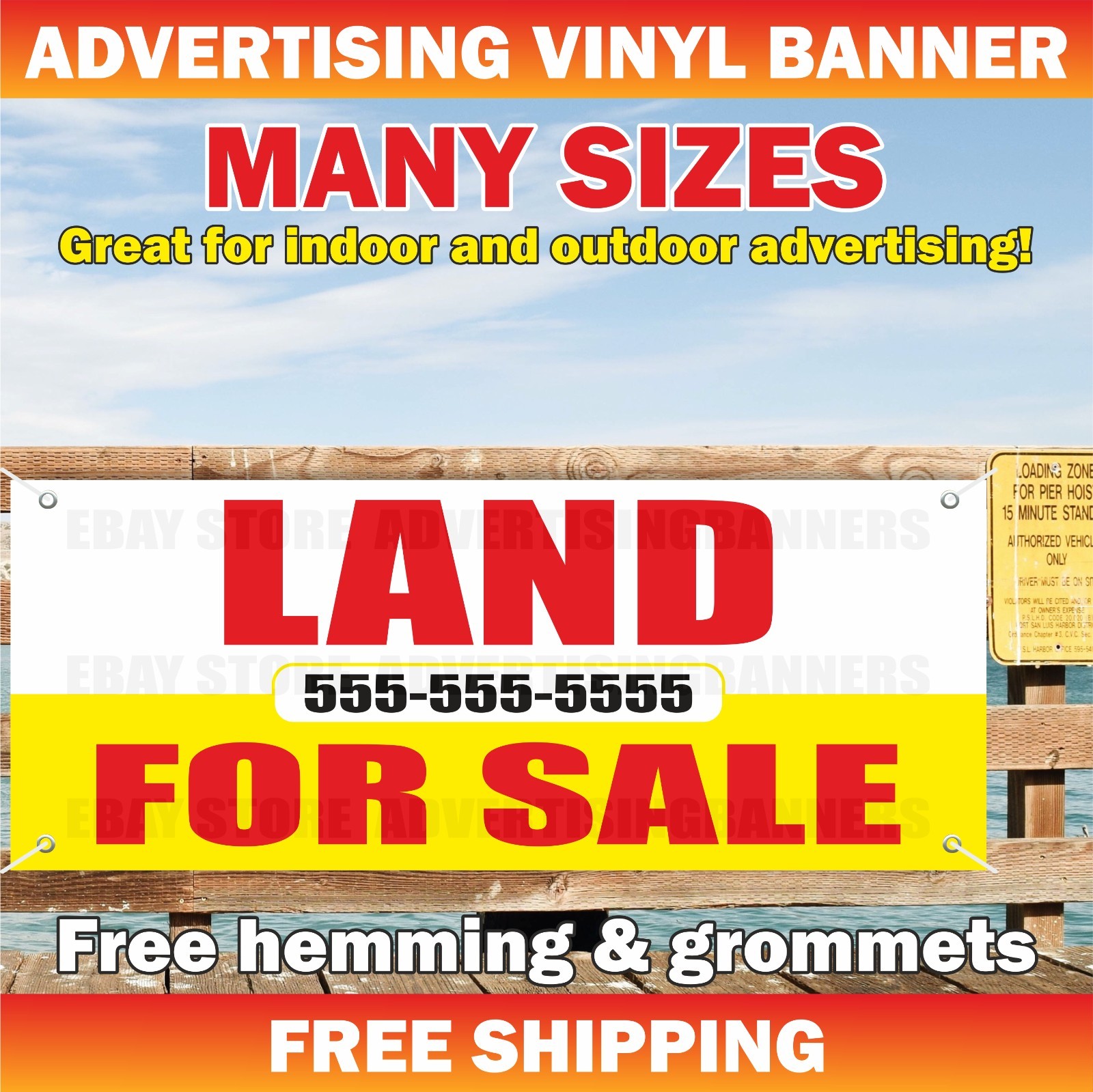 LAND FOR SALE Advertising Banner Vinyl Mesh Sign Rent Custom Phone Rent Lease