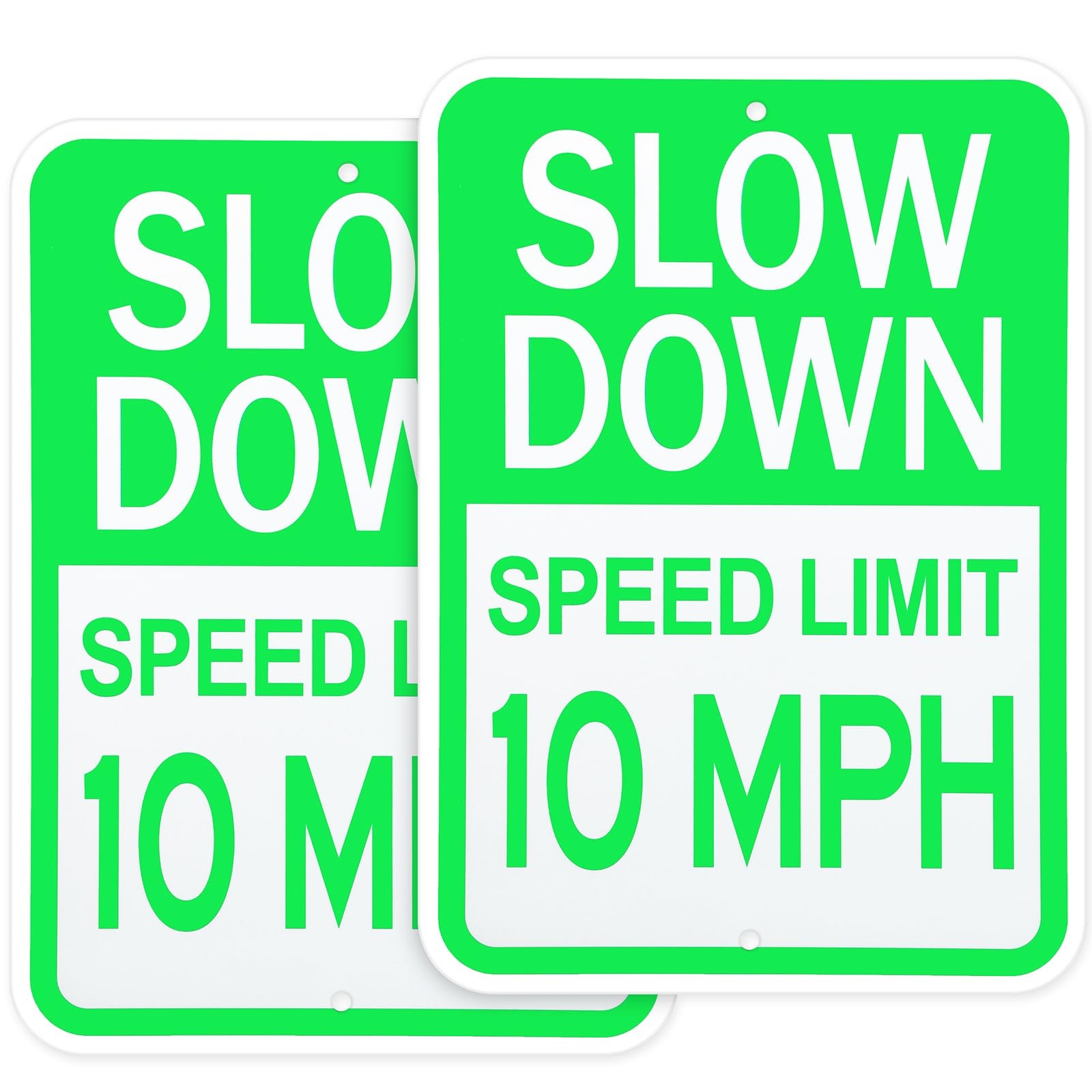 2-Pack 17×12 Inch ‘Slow Down 10 MPH’ Traffic Sign Reflective Aluminum