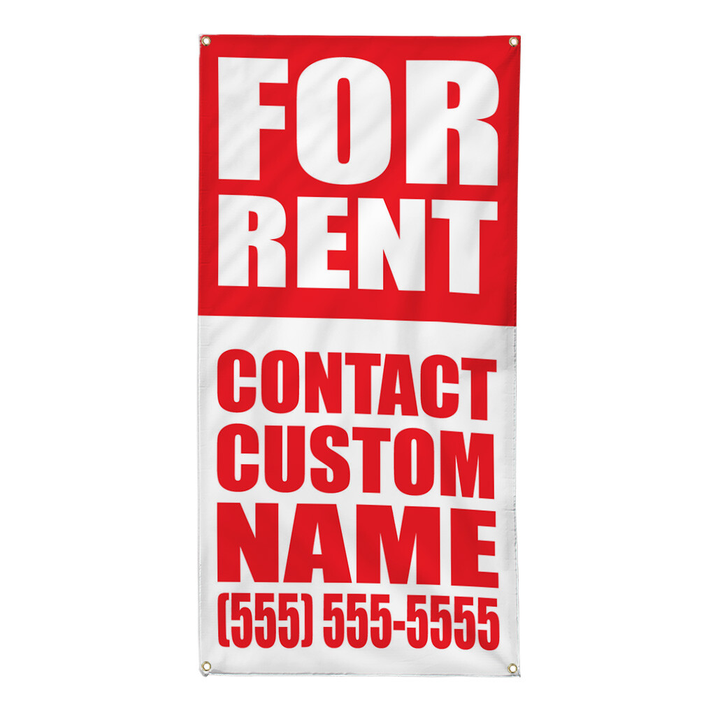 Vertical Vinyl Banner Multiple Sizes For Rent Custom Name Phone Number Red