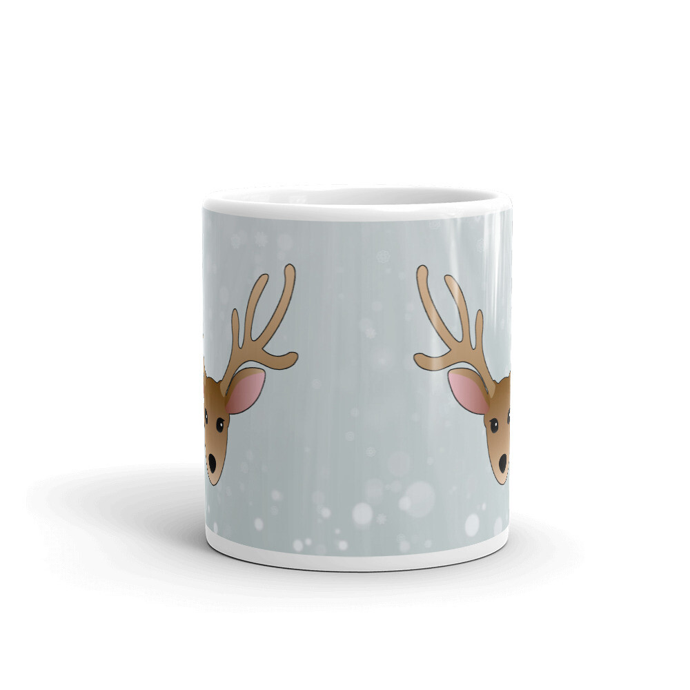Reindeer Print Christmas Holiday Coffee Tea Ceramic Mug Office Work Cup Gift