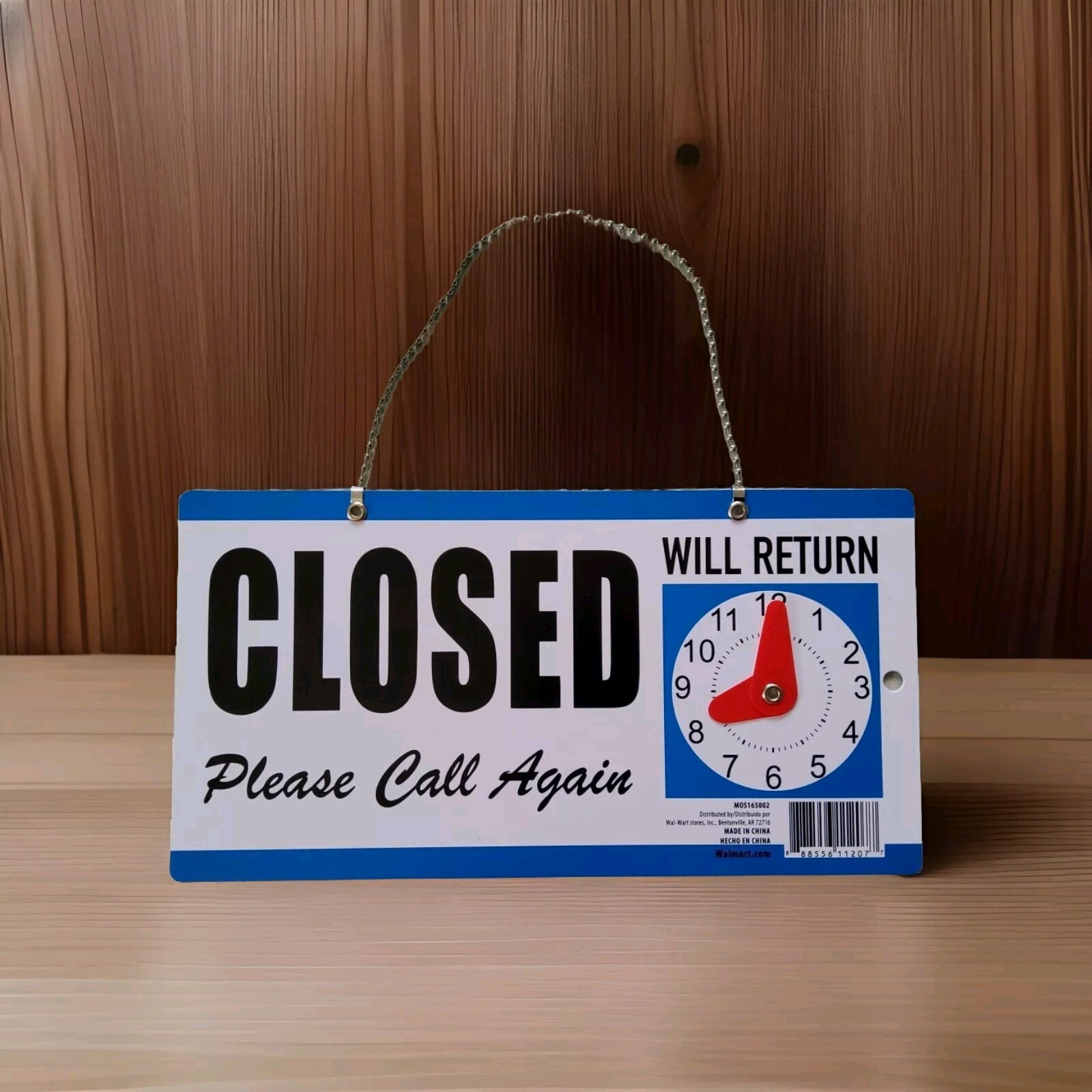 Open Closed Will Return Please Call Again Sign With Hanging Chain 11.5”x6”