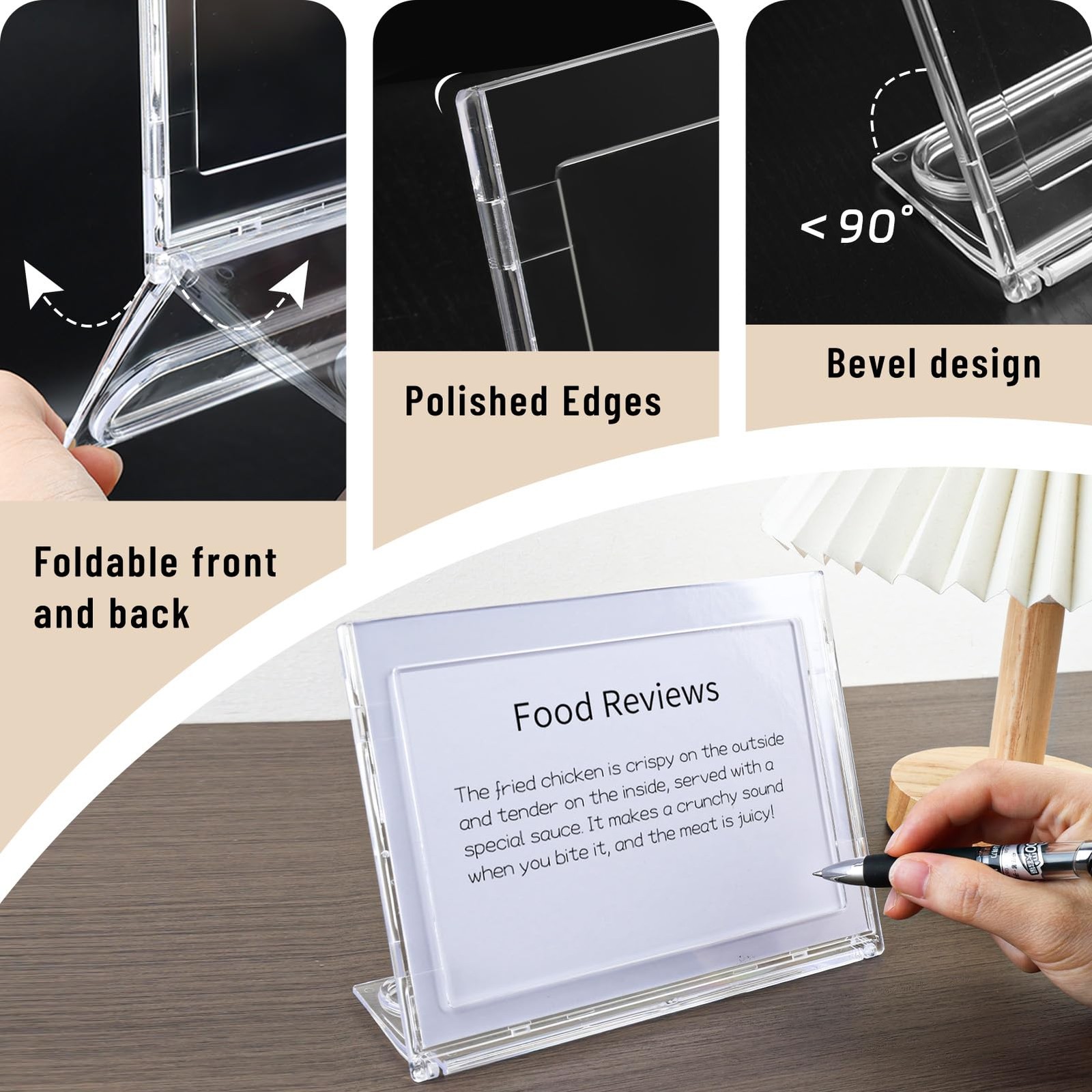 10 Pack 5×7 Inch Horizontal Sign Holder Double-Sided Swivel Base Display