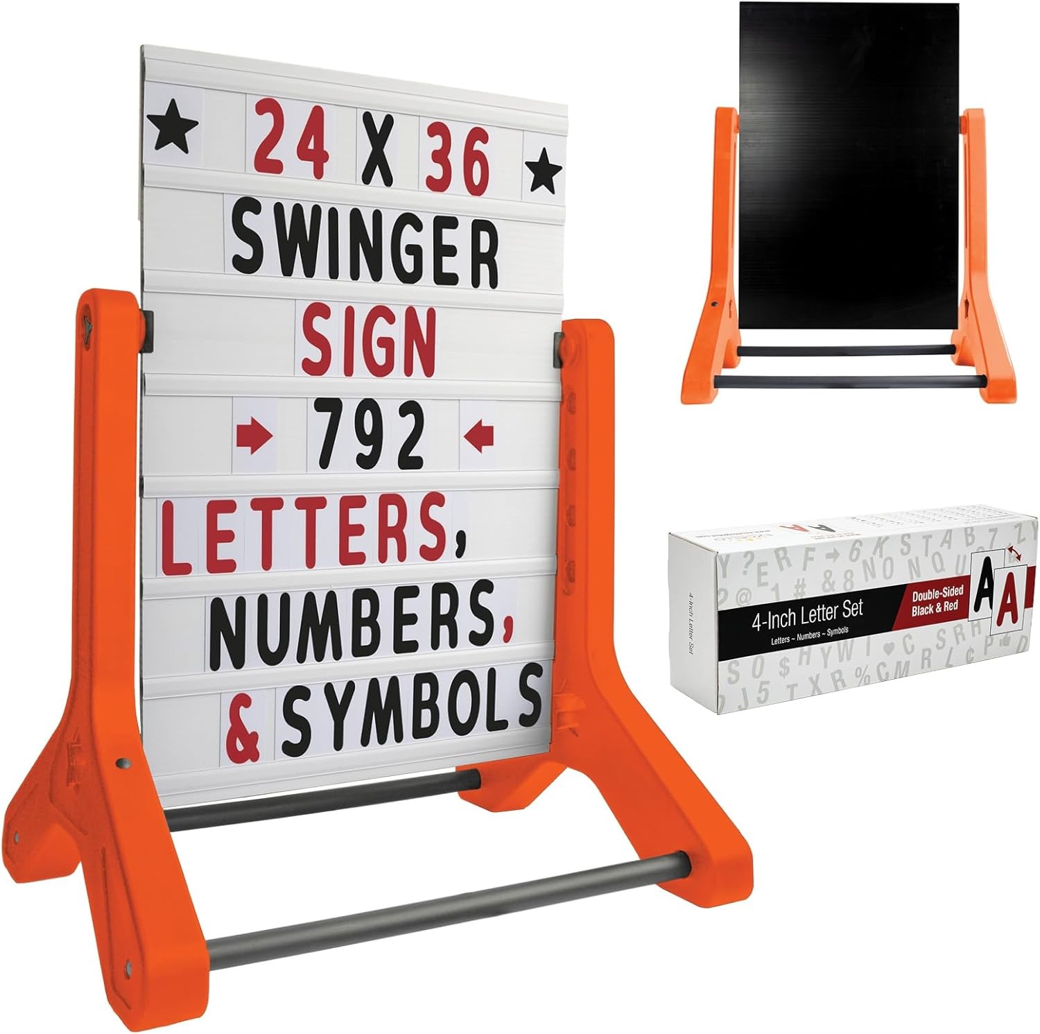 Swinging Changeable Message Sidewalk Sign 24″ x 36″ Sign W/ 792 Pre-Cut Double