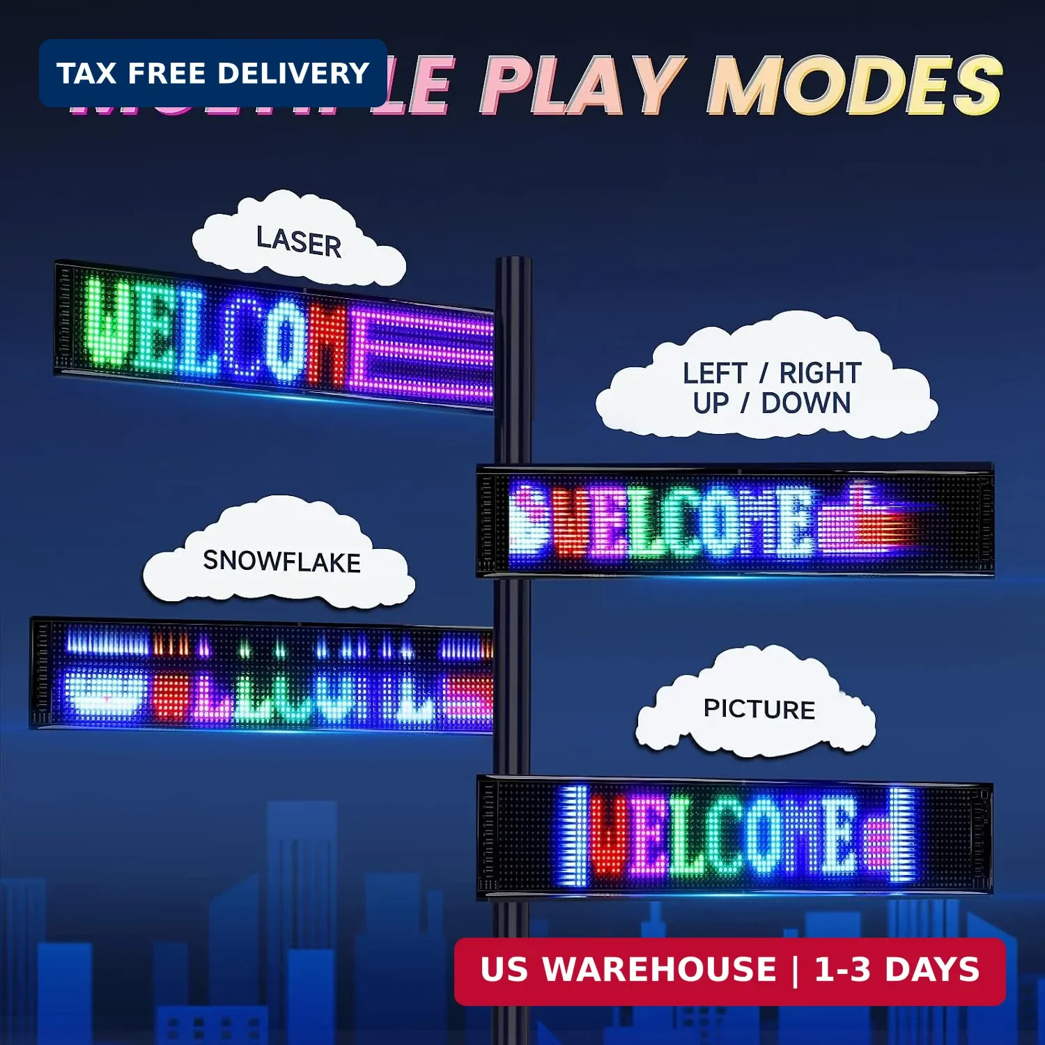 RAYHOME Scrolling Huge Bright Advertising LED Signs, Flexible USB 5V LED Store S