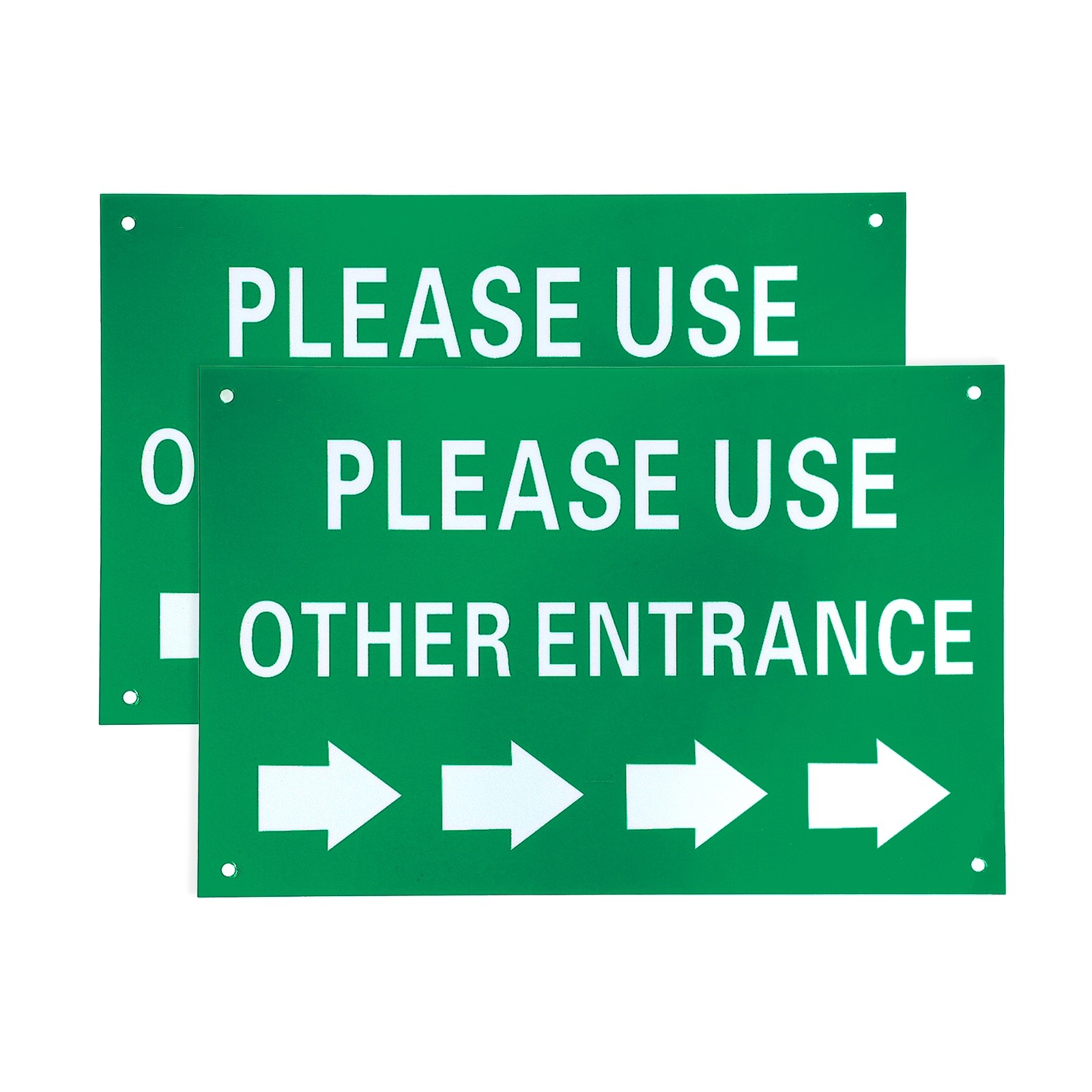2 Pcs Please Use Other Entrance Sign, Right Arrow, Dark Green on Light Beige