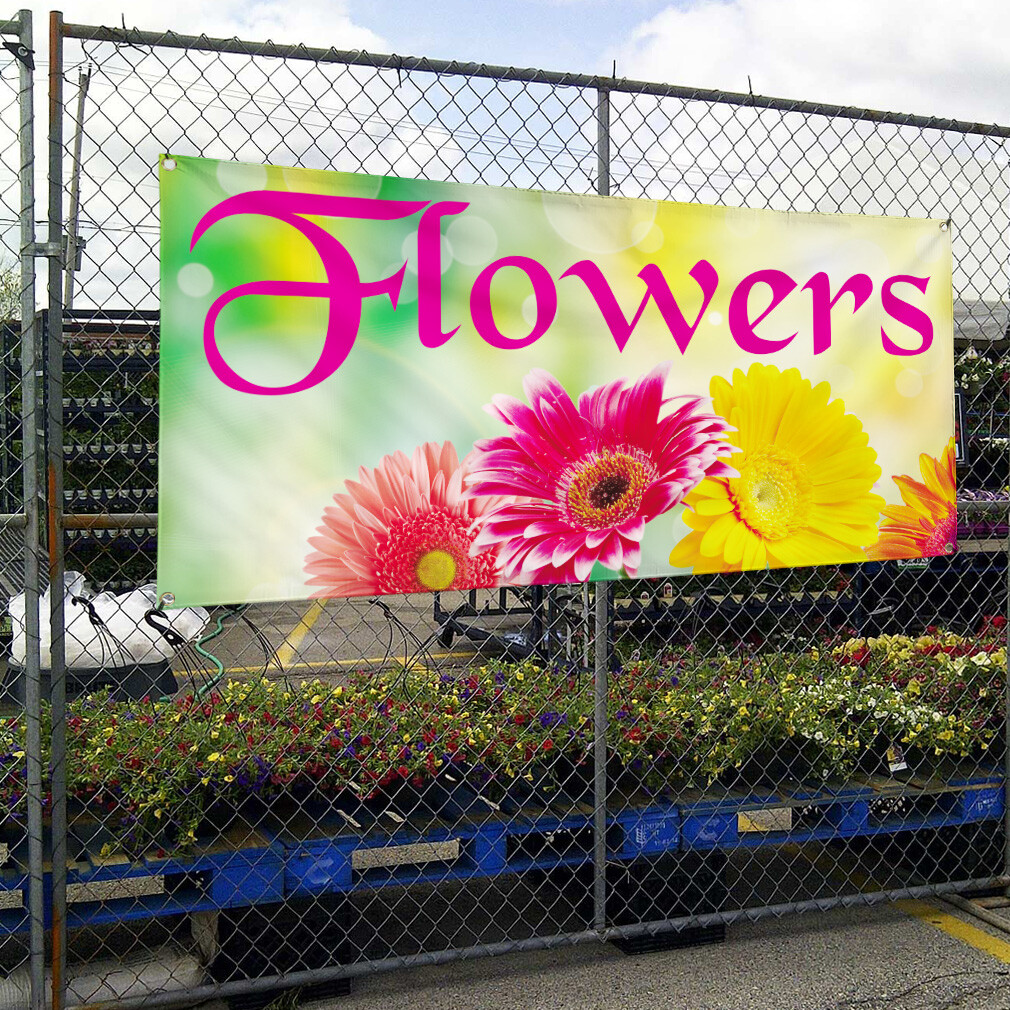 Vinyl Banner Multiple Sizes Flowers Business C Retail Fresh Cut Flowers Outdoor