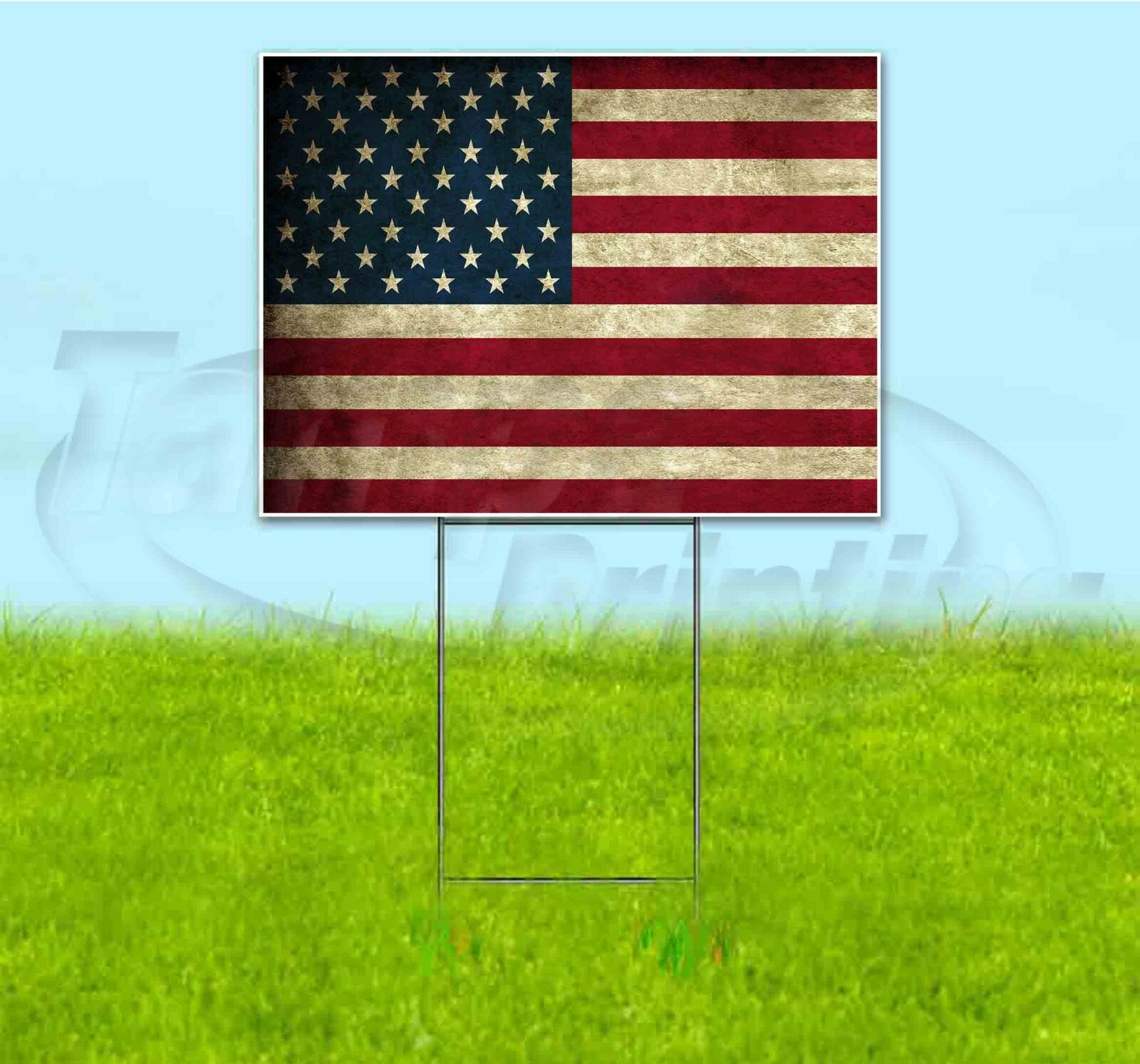 AMERICAN FLAG 18×24 Yard Sign WITH STAKE Corrugated Bandit USA BUSINESS