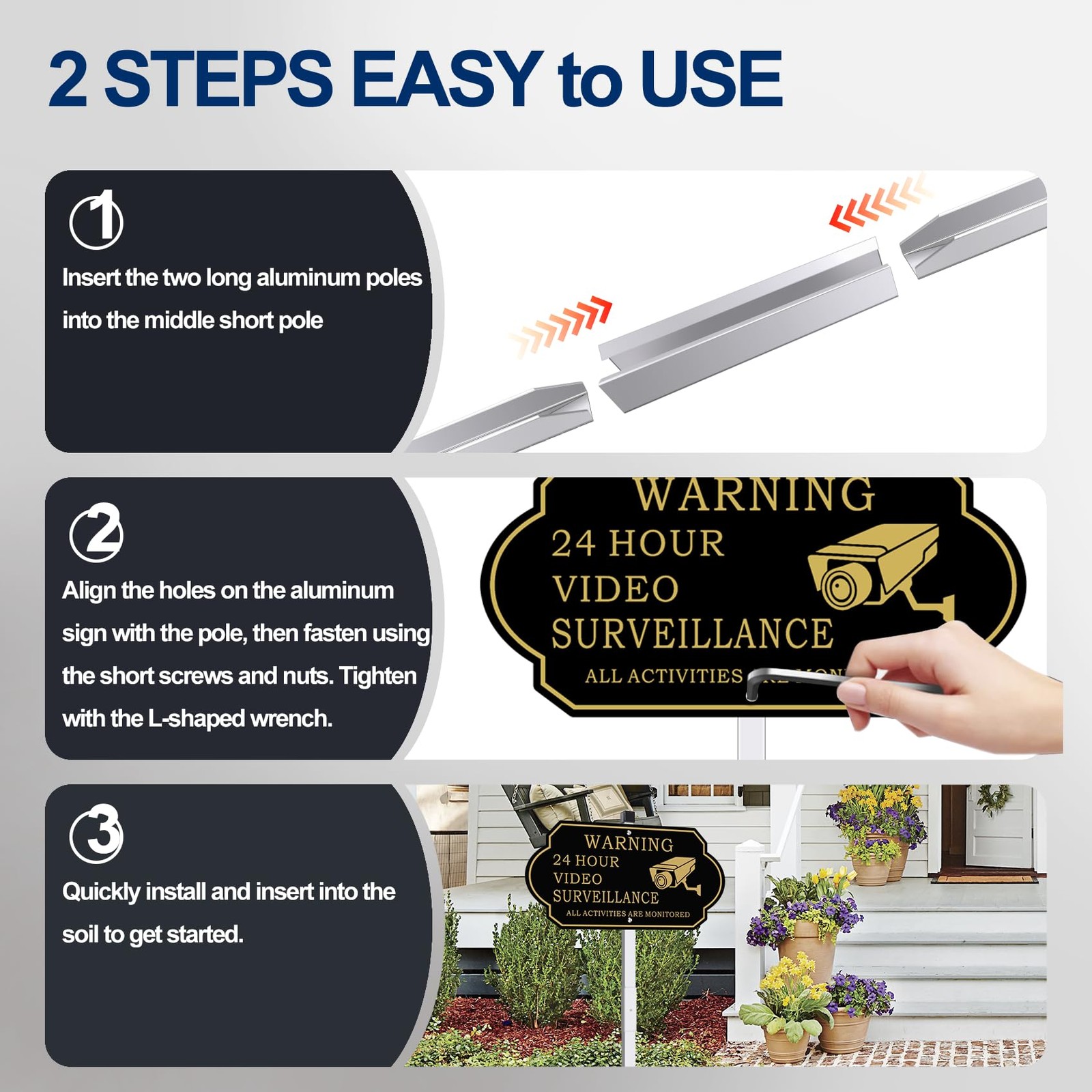 Video Surveillance Sign with 28″ Stake – 14″ x 7″ Heavy Duty Aluminum sign – …