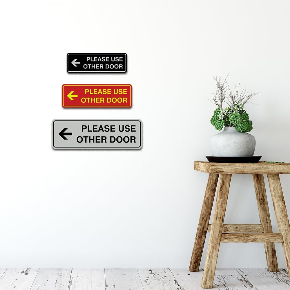 Standard Please Use Other Door Left Arrow Sign Foam Tape Silver Small 1 Pack