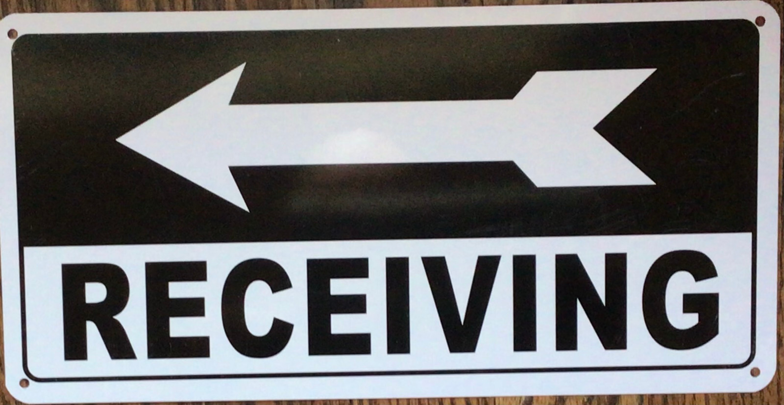 RECEIVING (LEFT ARROW) SIGNS (6X12 BLACK BACKGROUND,ALUMINUM)-REF24-1027