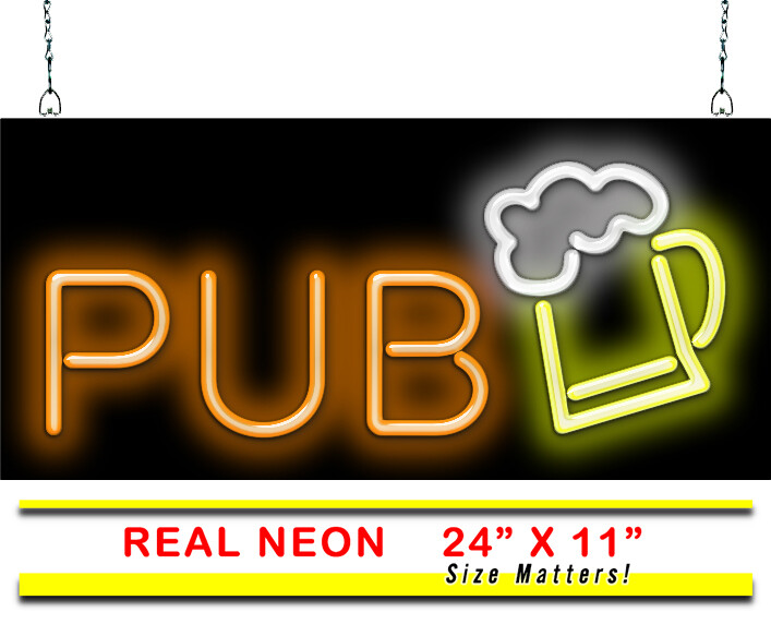 Pub Neon Sign REAL Neon Window Sign Hand Bent Glass Easy Installation Advertise