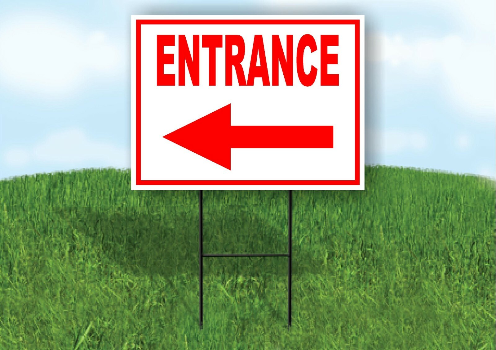 Entrance left arrow red Yard Sign Road with Stand LAWN SIGN Single sided