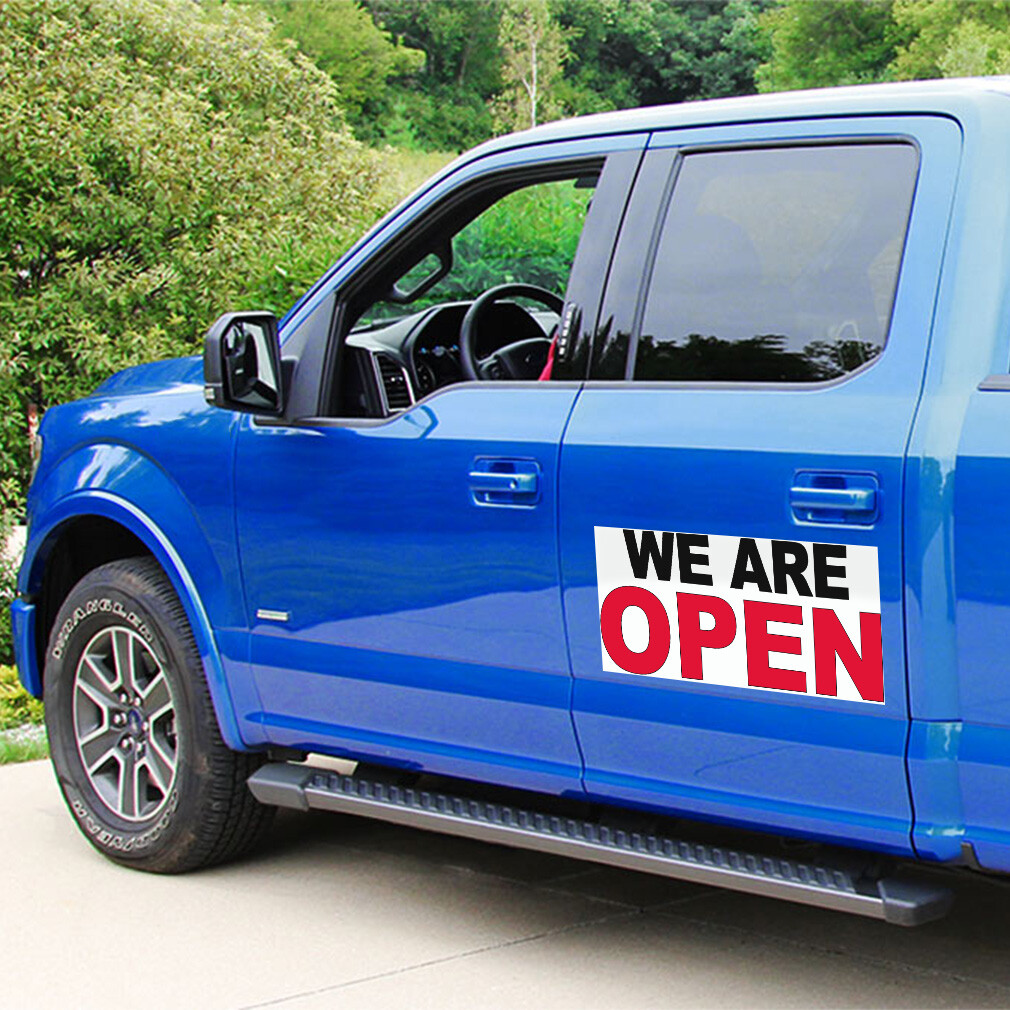 Car Magnet Set of 2 We Are Open Black Red Car Advertising Industrial Sign