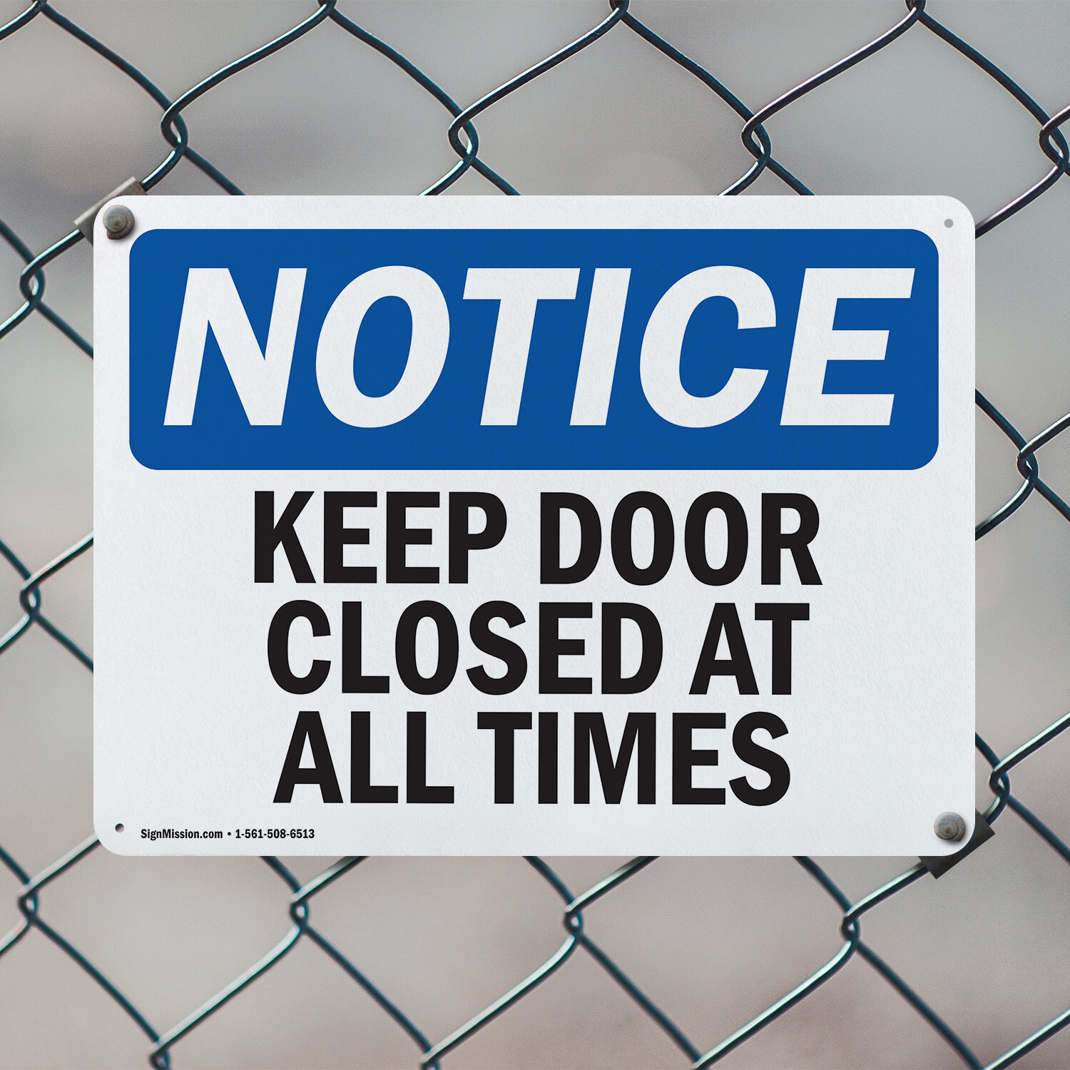 (2 Pack) Keep Door Closed At All Times OSHA Notice Sign Decal Metal Plastic