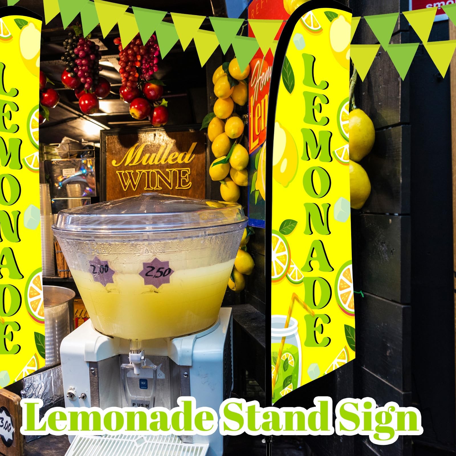 2 Set Lemonade Feather Flag Kit, 8ft Advertising Swooper Flag Banner with Pol…