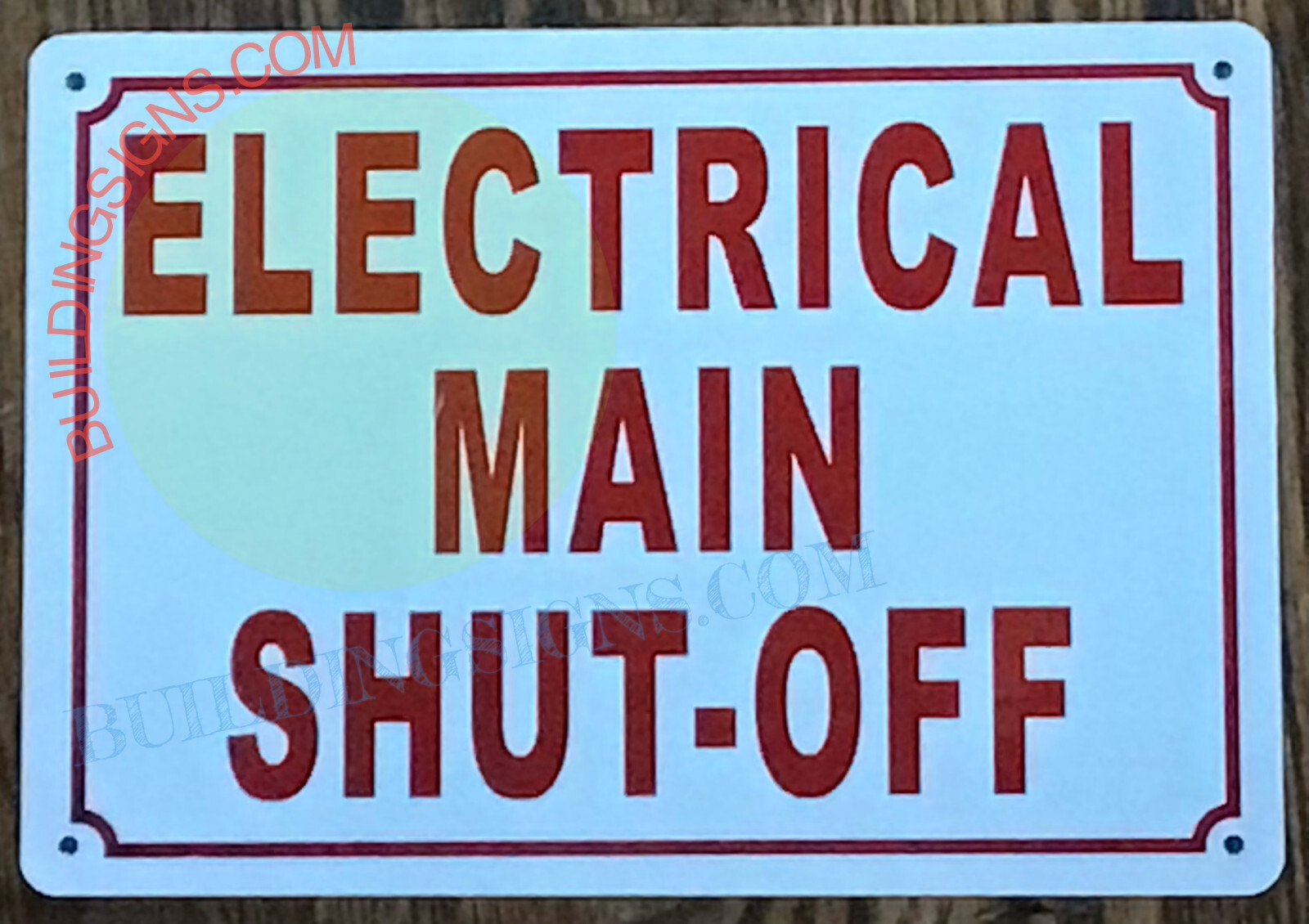 ELECTRICAL MAIN SHUT-OFF SIGN (7X10, WHITE, ALUMINUM)-REF24-1027