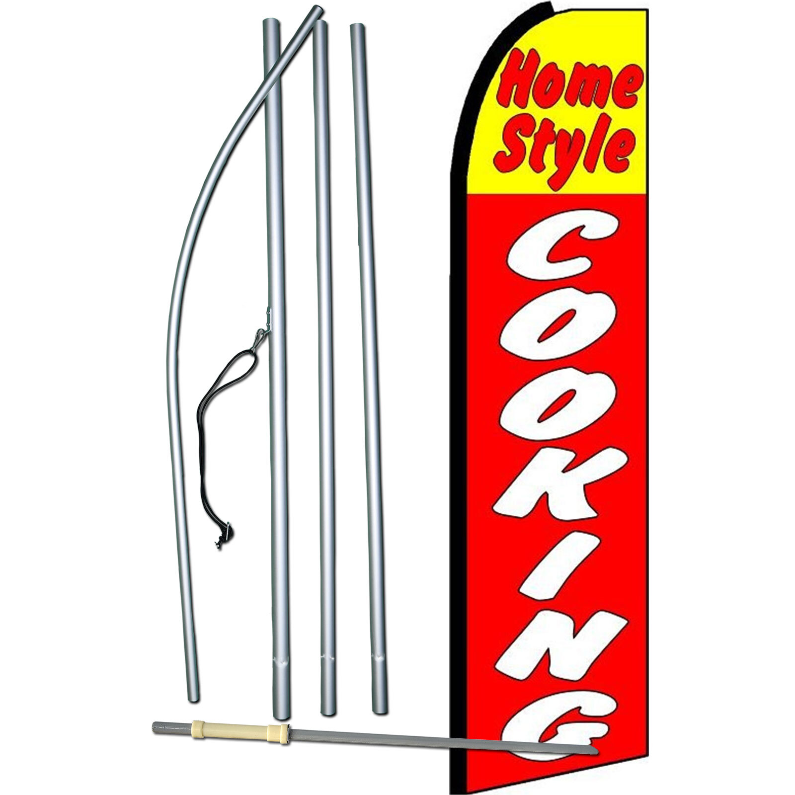 Home Style Cooking Flag with Flag Pole and Spike