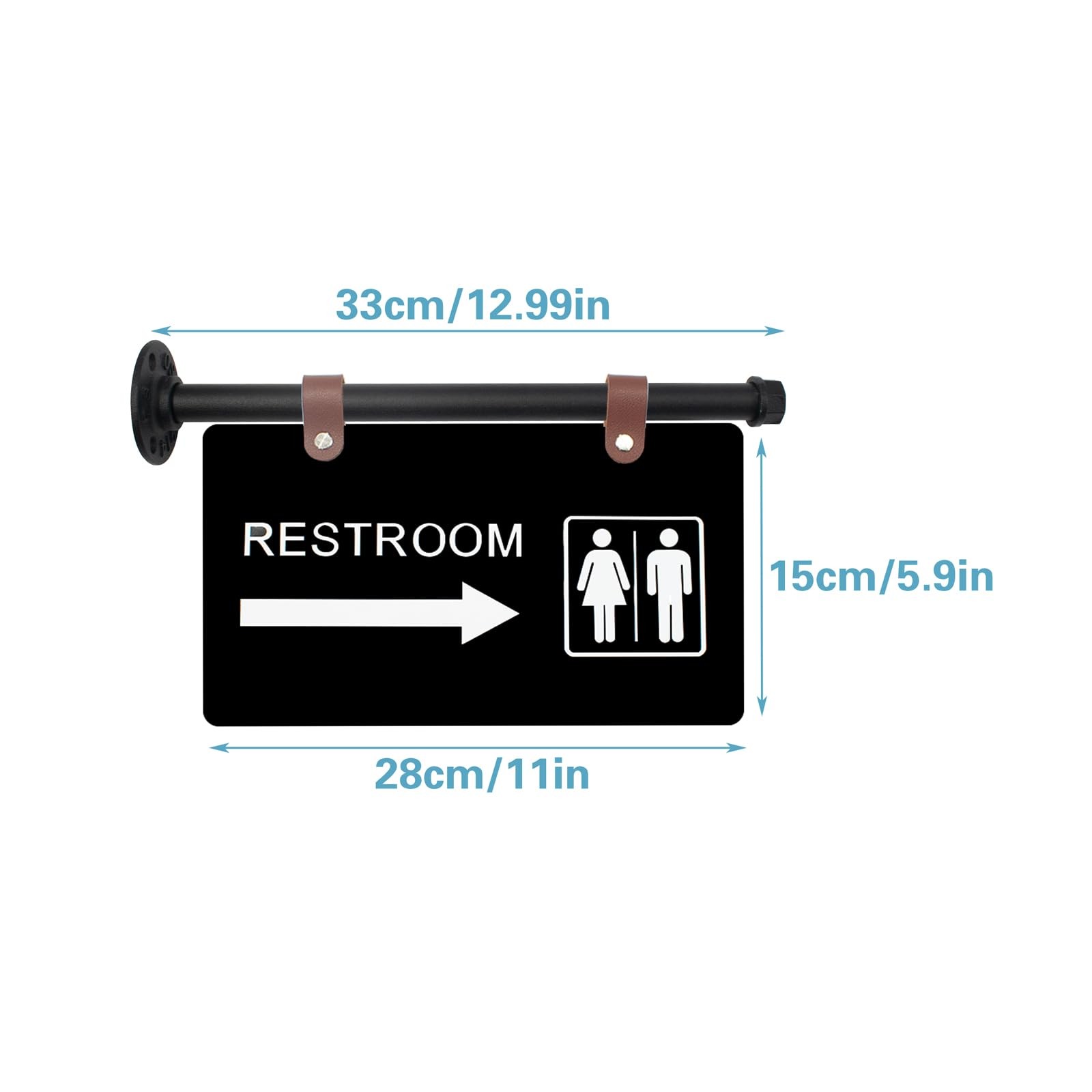 Double-Sided Acrylic Restroom Sign Wall-Mounted Unisex Bathroom Sign with Arr…