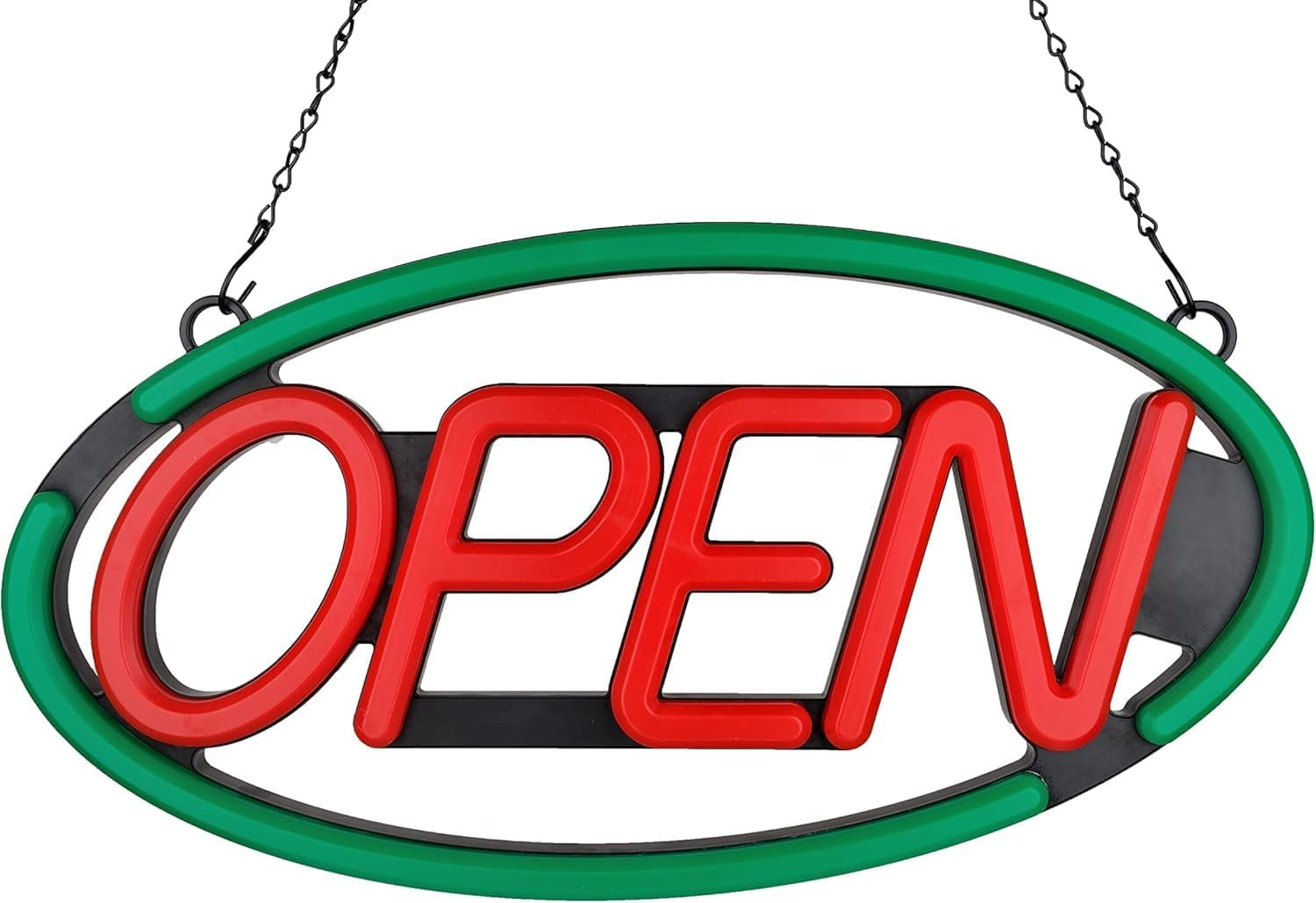 24” X 12” Remote LED Open Sign – Ultra Bright Green/Red for Day & Night Visibi