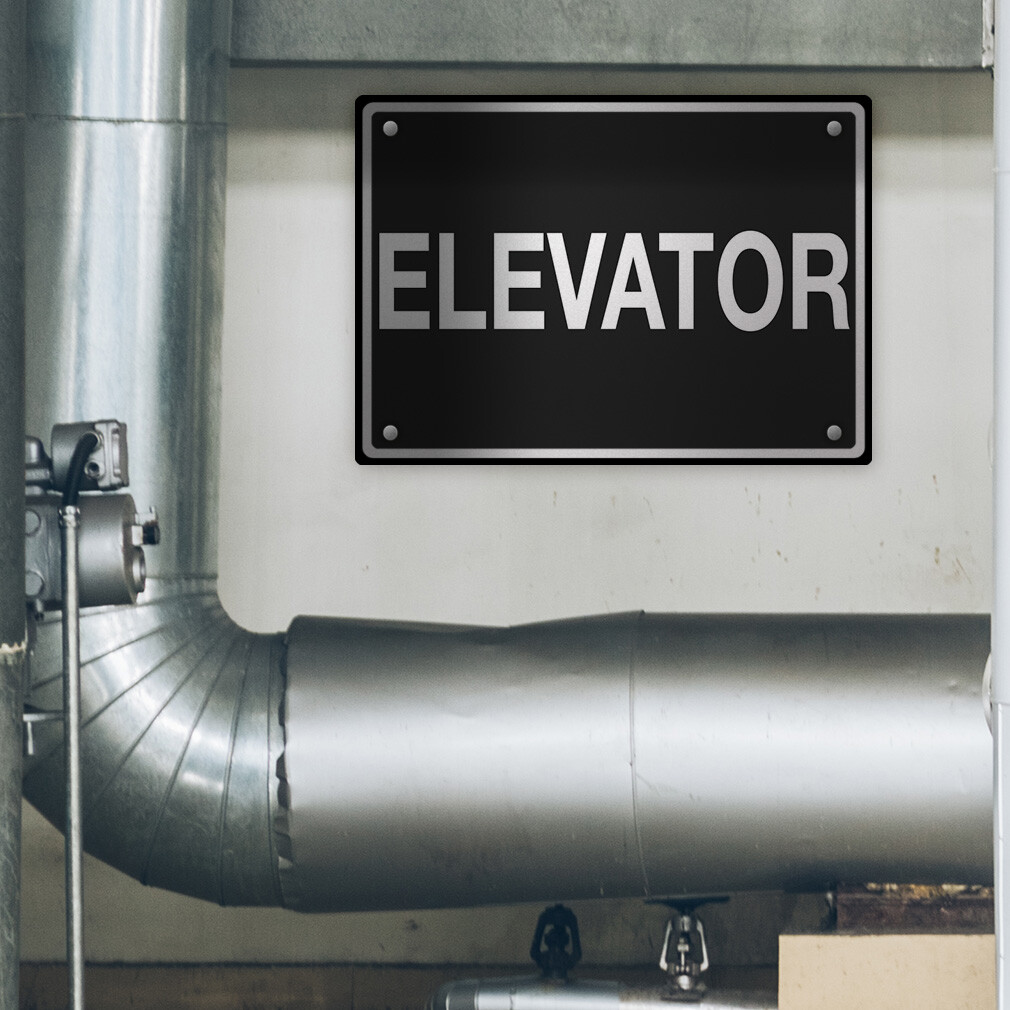 Horizontal Metal Sign Elevator Business Room Grey Weatherproof Street Signage
