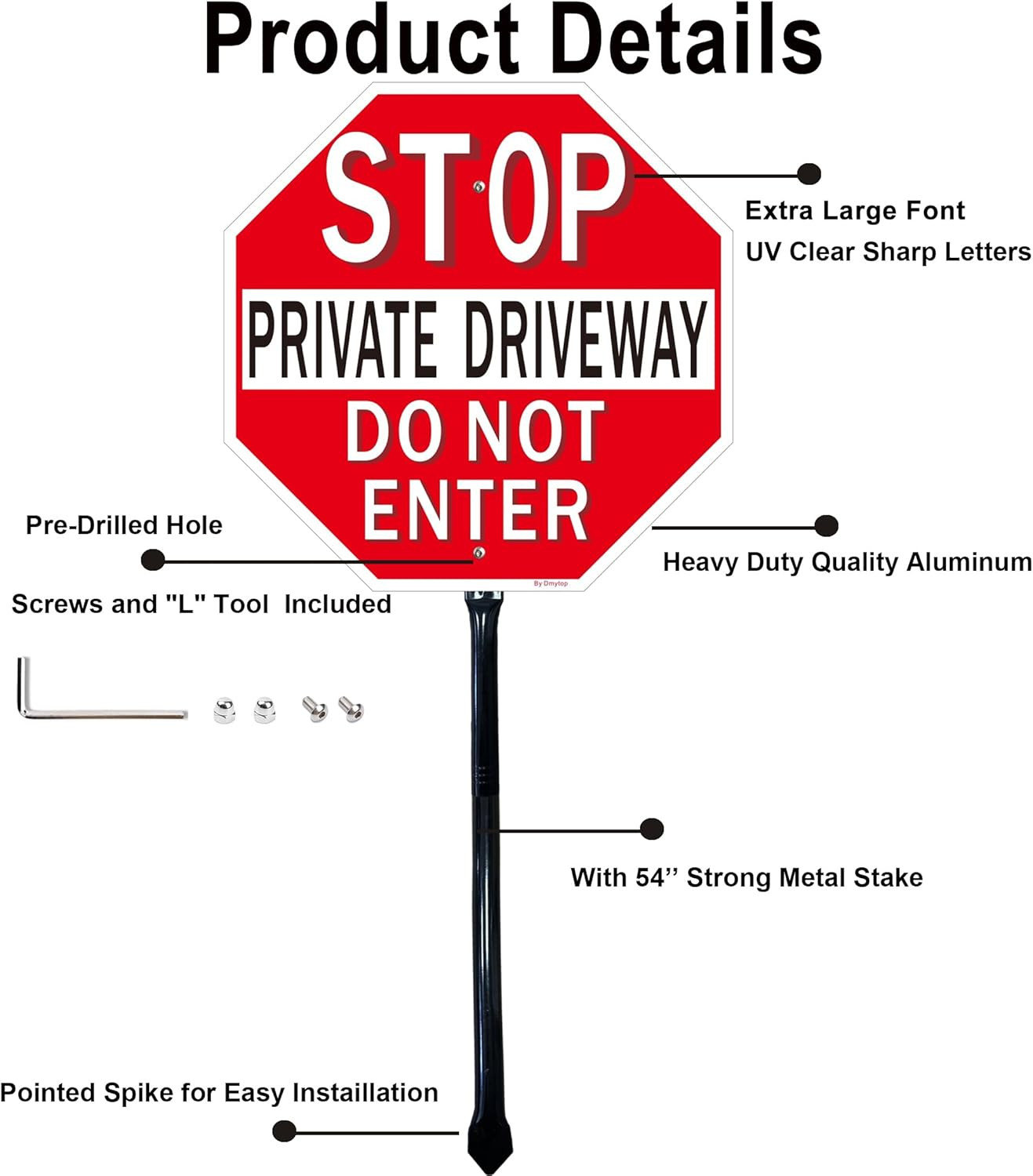 2-Pack Reflective Do Not Enter Driveway Stop Sign with Heavy Metal Stake
