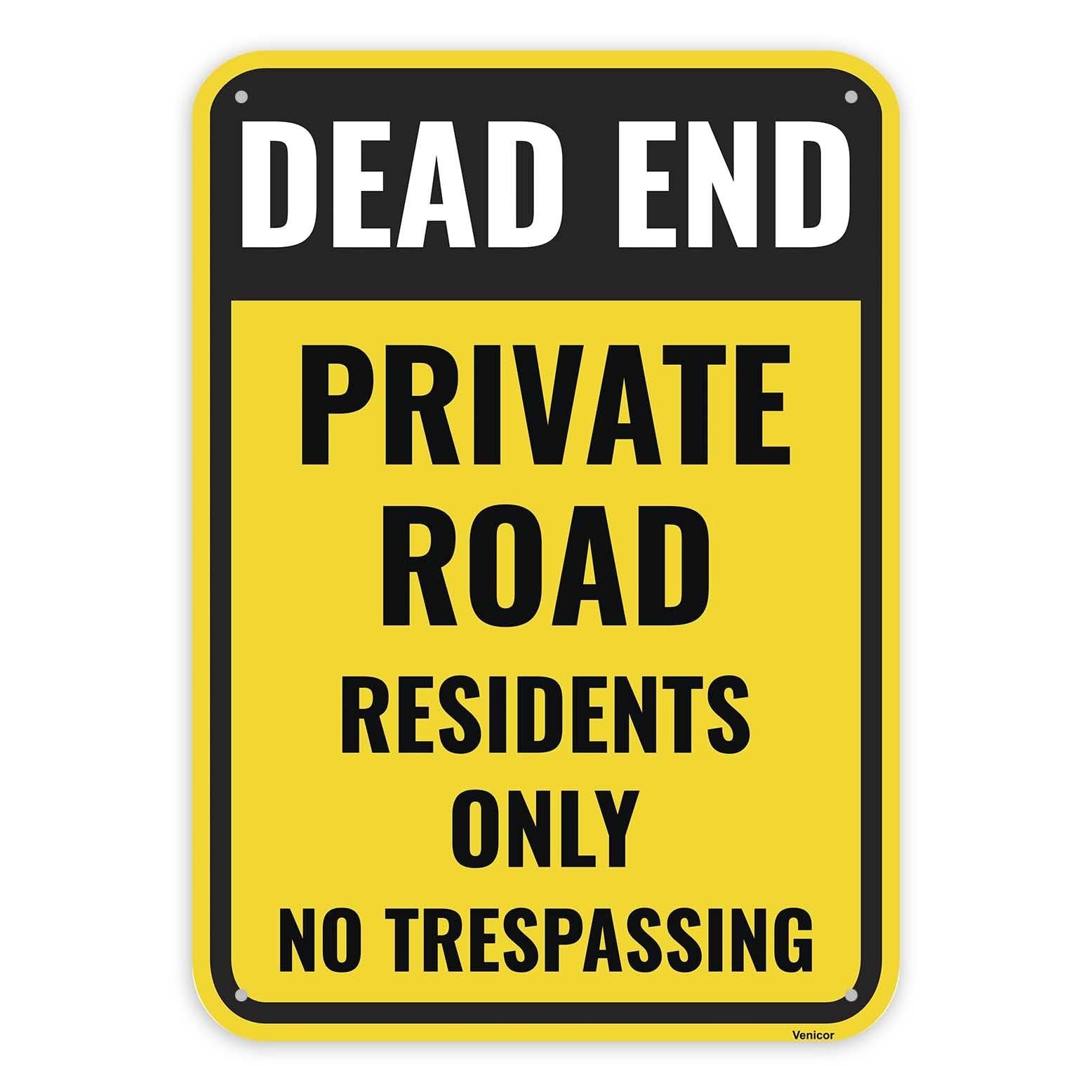 1PC Private Road Residents Only Sign, 14 x 10 Inches – Aluminum – Dead End No…