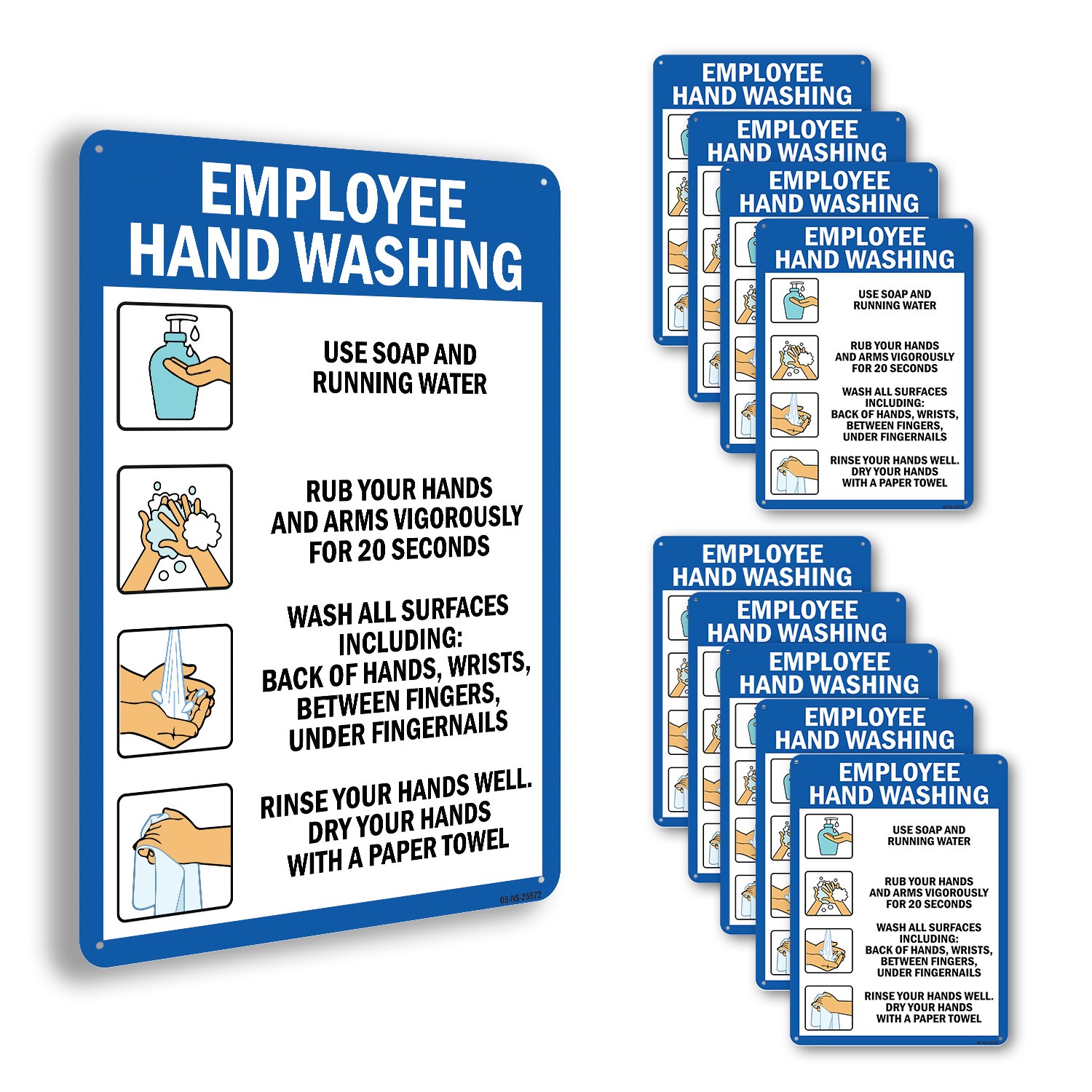 Employee Hand Washing OSHA Notice Sign Metal, Plastic, Or Decal – 5 or 10 Pack