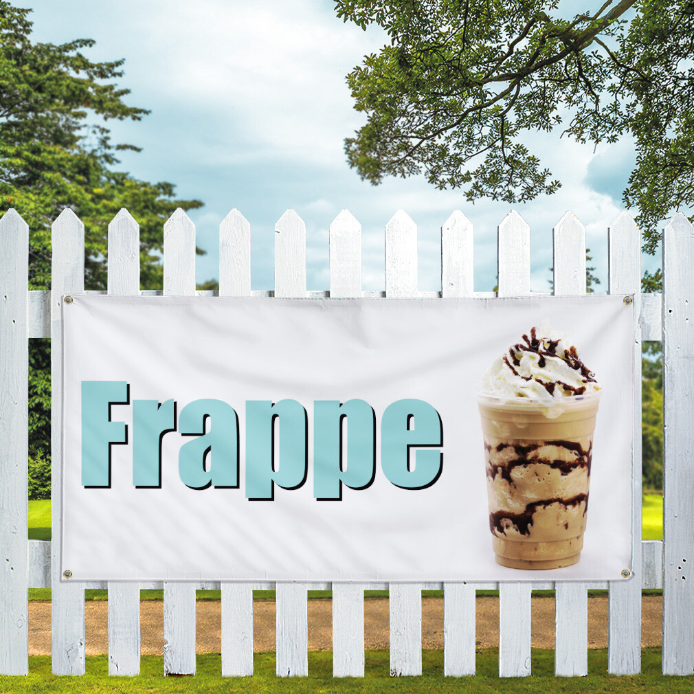 Vinyl Banner Multiple Sizes Frappe Restaurant Cafe Bar B Restaurant & Food