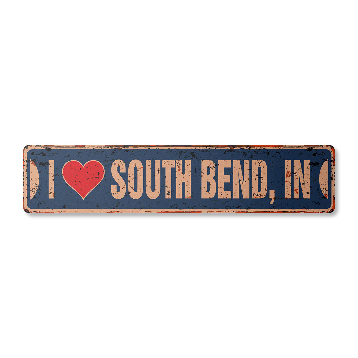 I LOVE SOUTH BEND INDIANA Vintage Street Sign in city state us wall road rustic